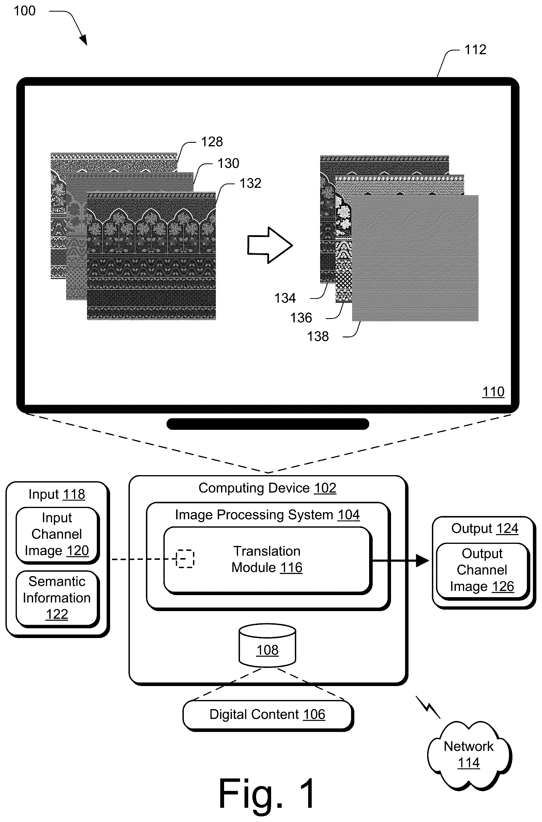 Patent US12620201 Figure 1 – Translating images based on semantic information