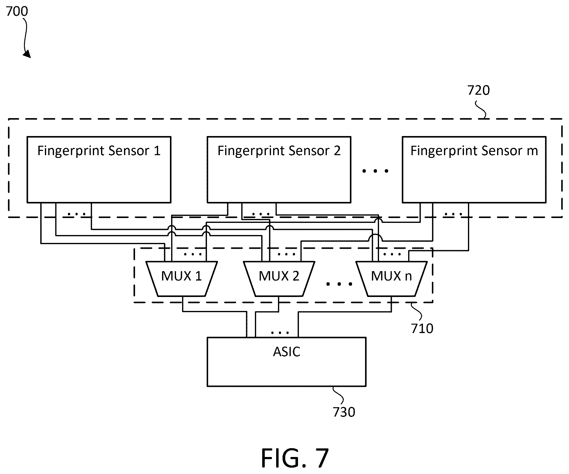 Patent US12620257 Figure 7 – Multiple sensor pairing with single controller for display applications
