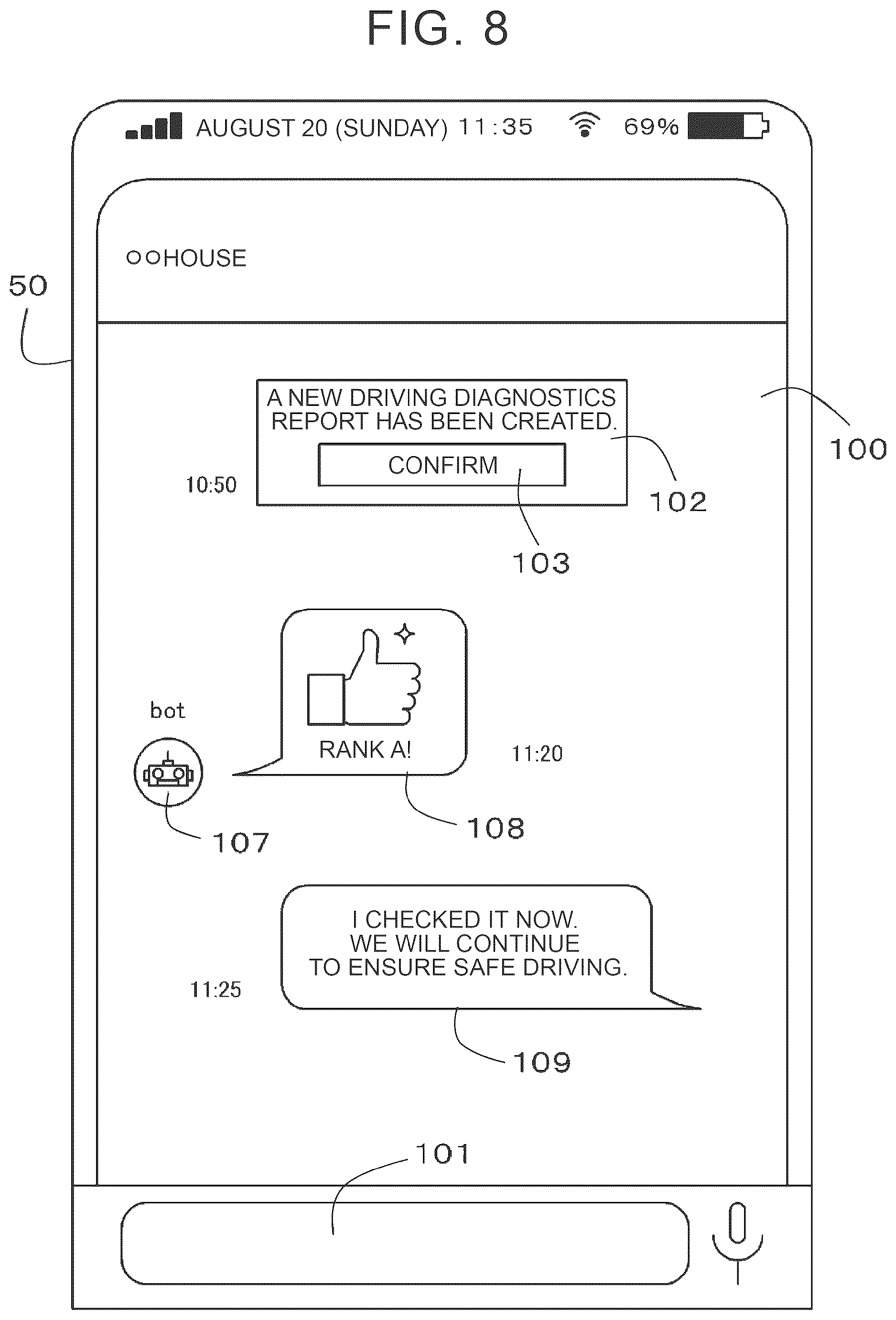 Patent US12620276 Figure 8 – Driving diagnosis system