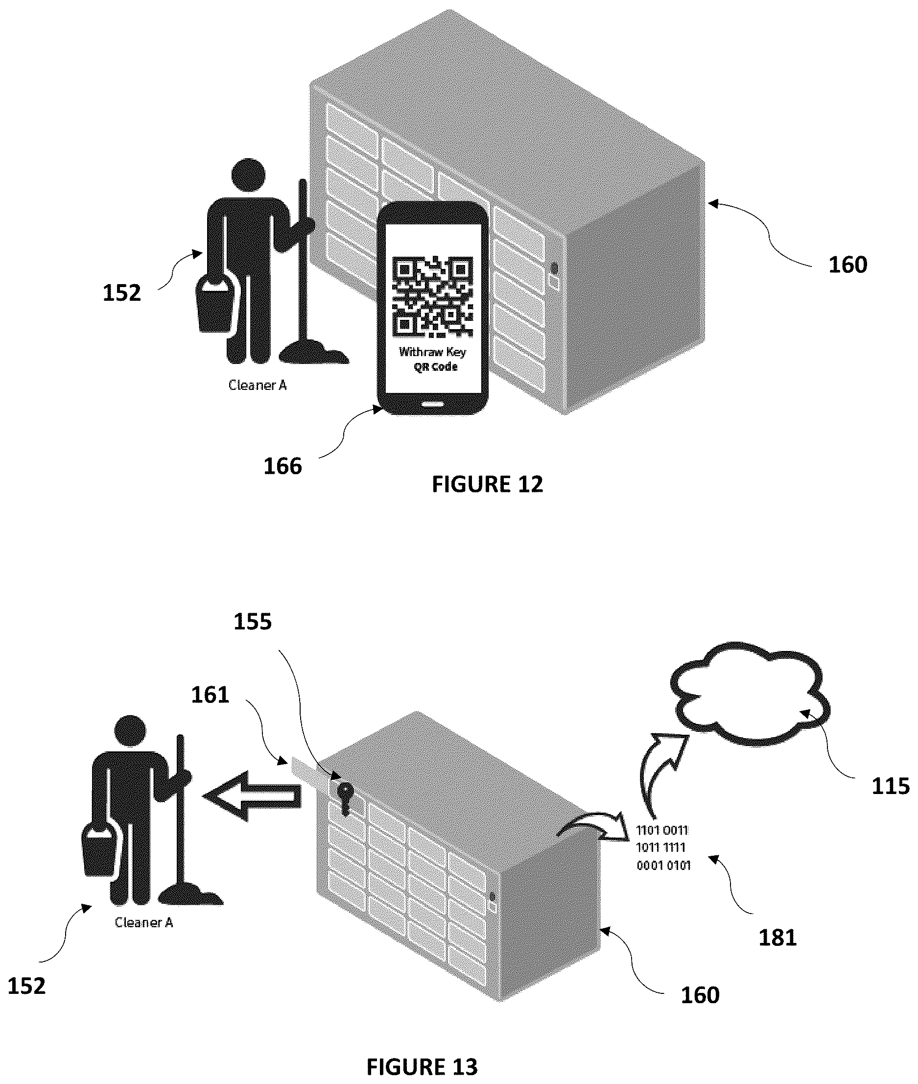 Patent US12620282 Figure 11 – Key safe and key access systems