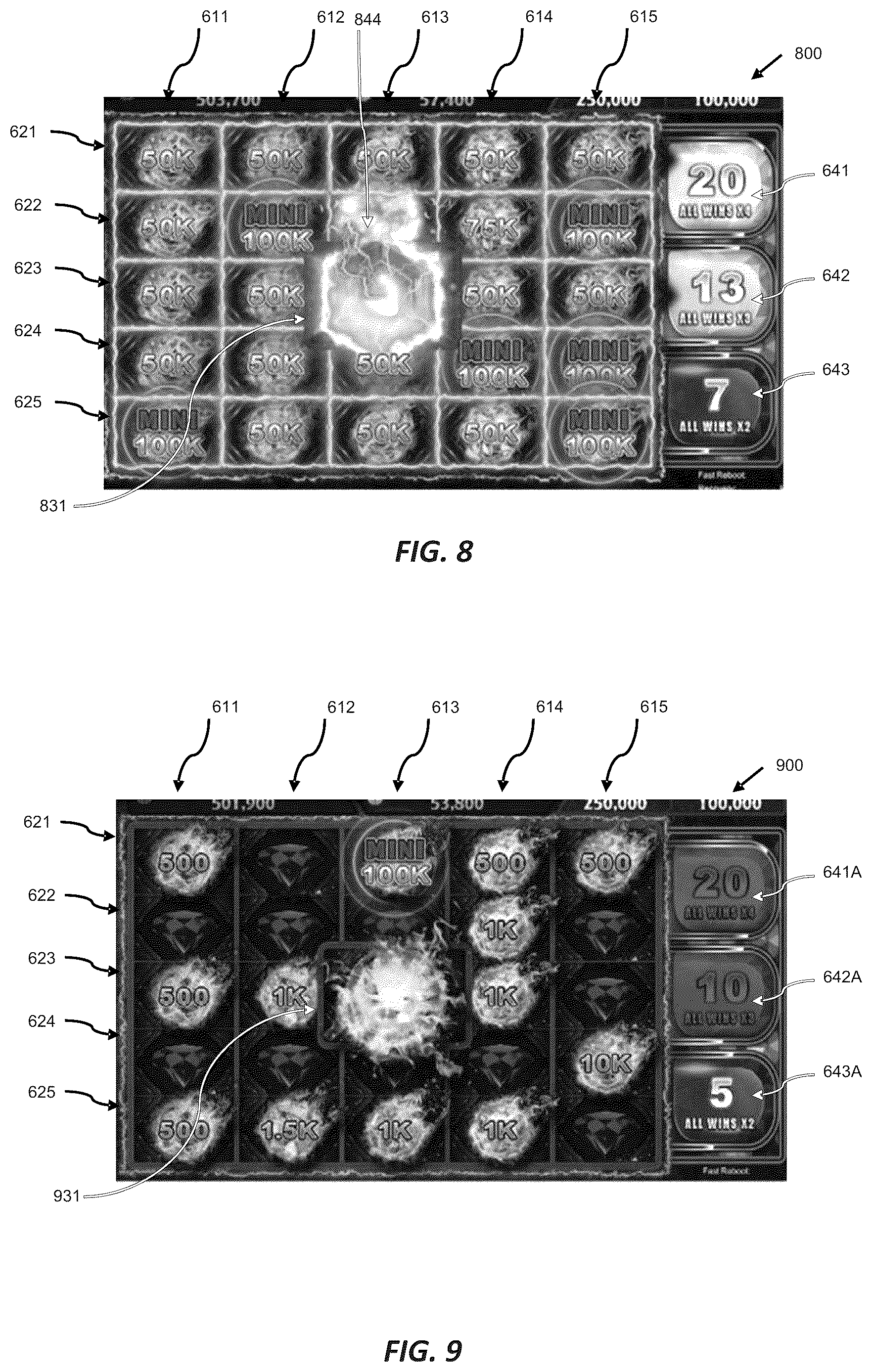 Patent US12620288 Figure 8 – Electronic gaming machine and system with a game action reel strip controlling symbol evaluation and selection