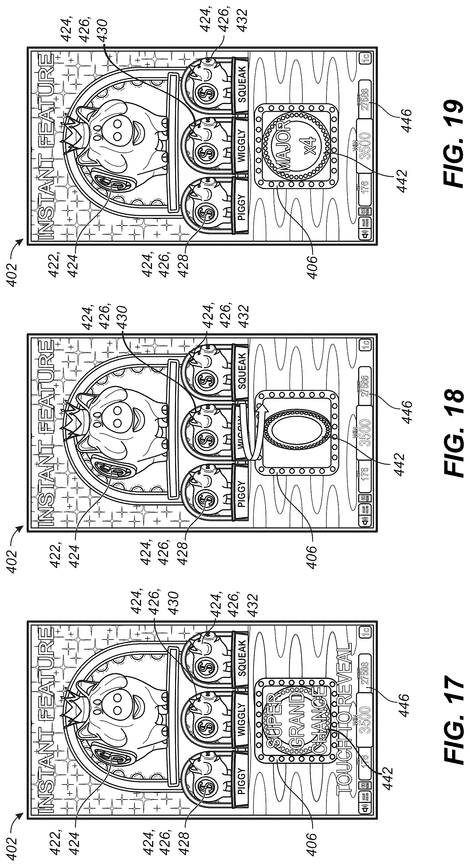 Patent US12620290 Figure 11 – GUI with a bonus symbol window to use credit value for initiating a jackpot chance game and a feature game with hold-and-spin functionality
