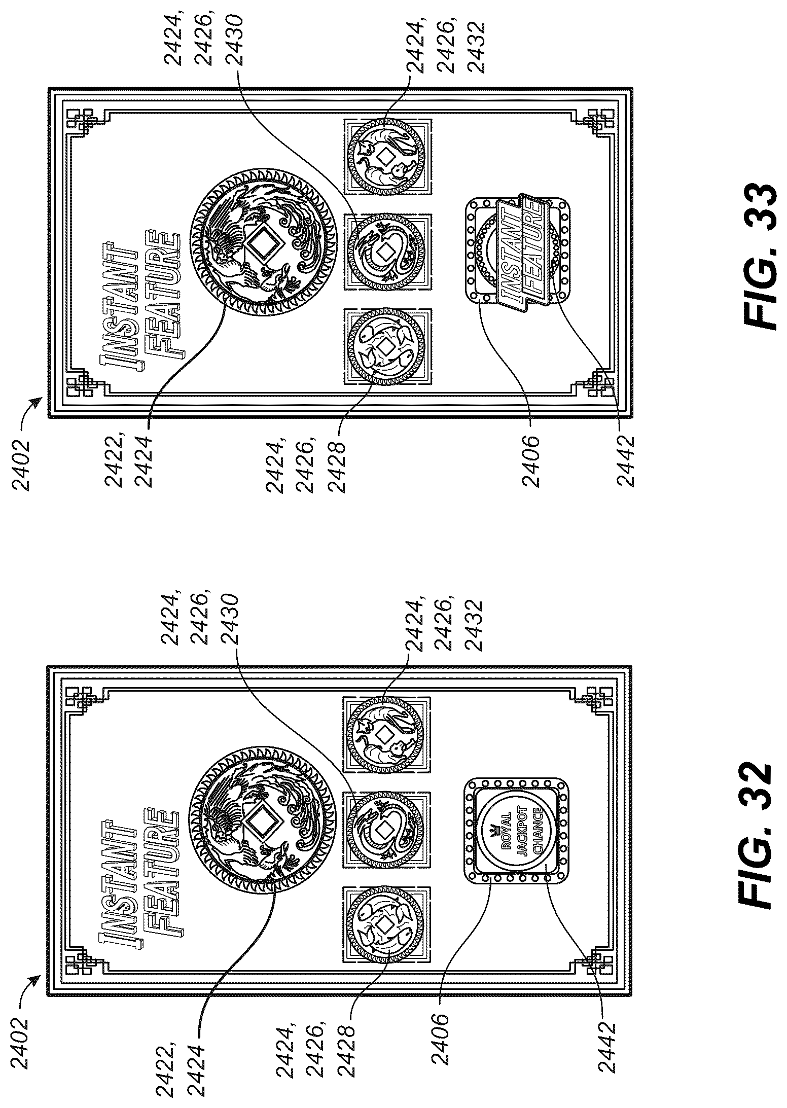 Patent US12620290 Figure 17 – GUI with a bonus symbol window to use credit value for initiating a jackpot chance game and a feature game with hold-and-spin functionality