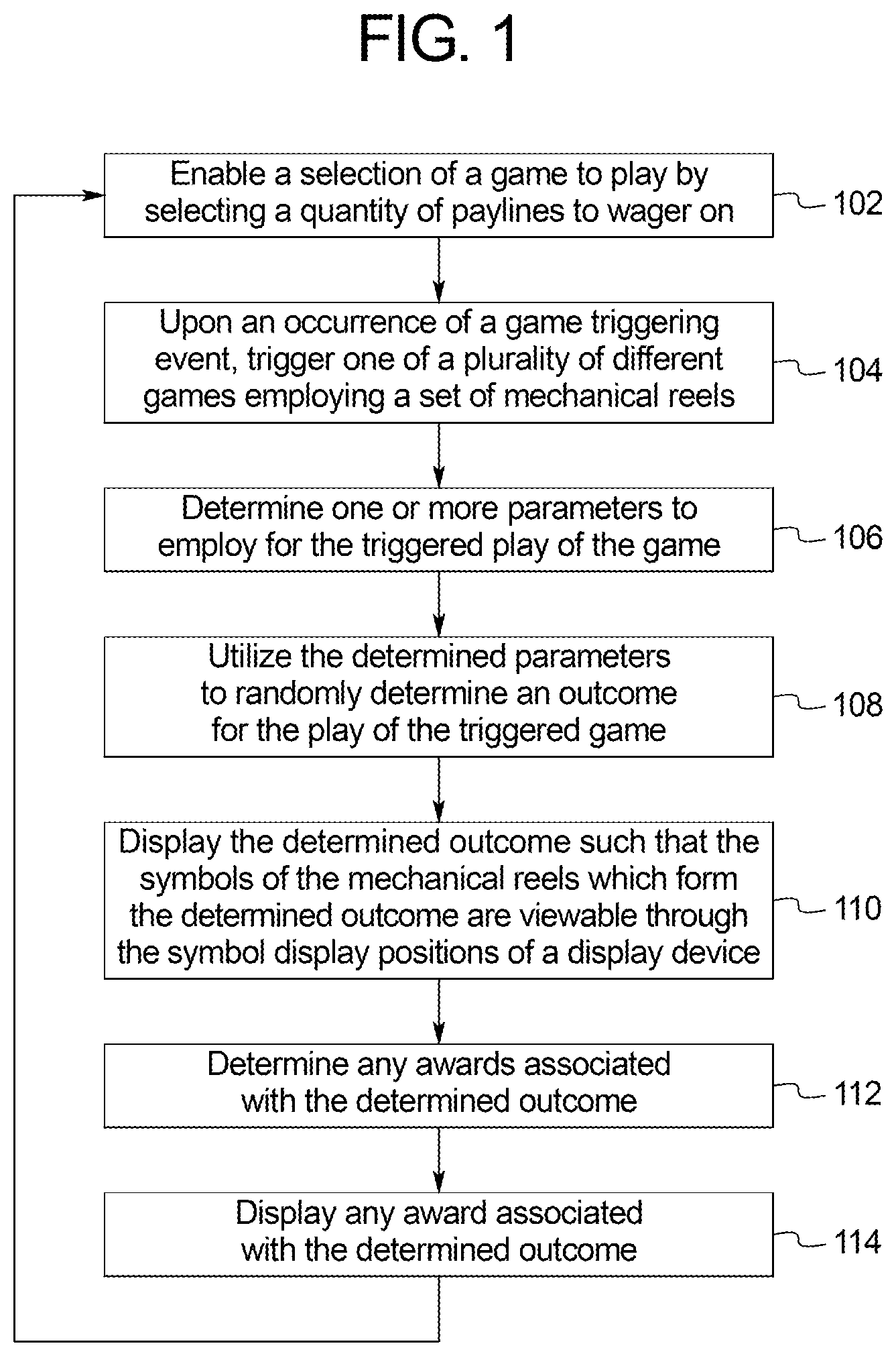 Patent US12620292 — Determining awards for plays of different games using mechanical reels — Figure 1
