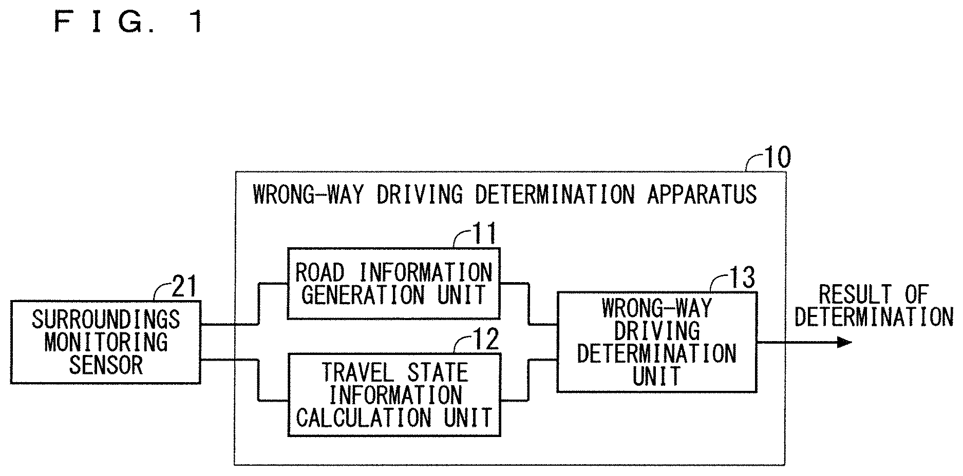 Patent US12620314 Figure 1 – Wrong-way driving determination apparatus and wrong-way driving determination method