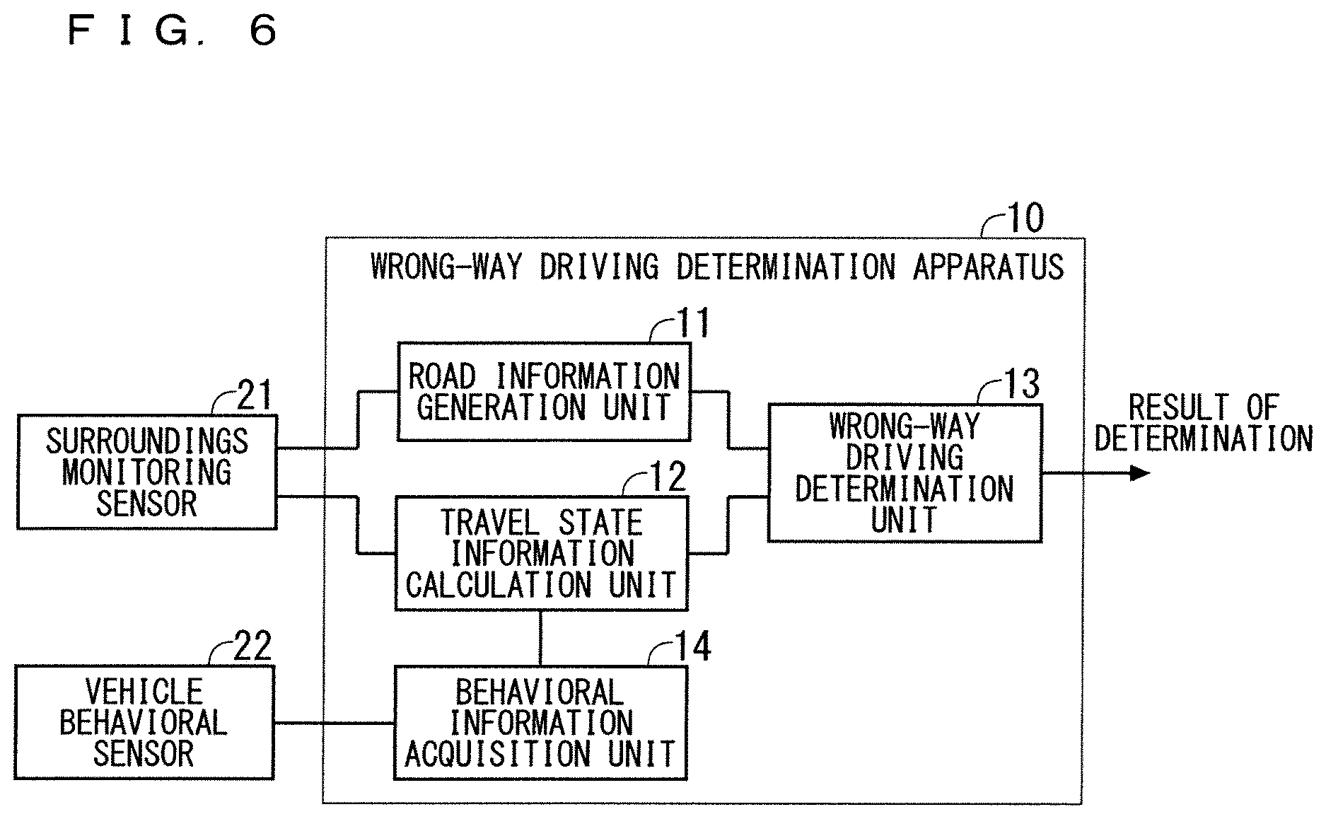 Patent US12620314 Figure 6 – Wrong-way driving determination apparatus and wrong-way driving determination method