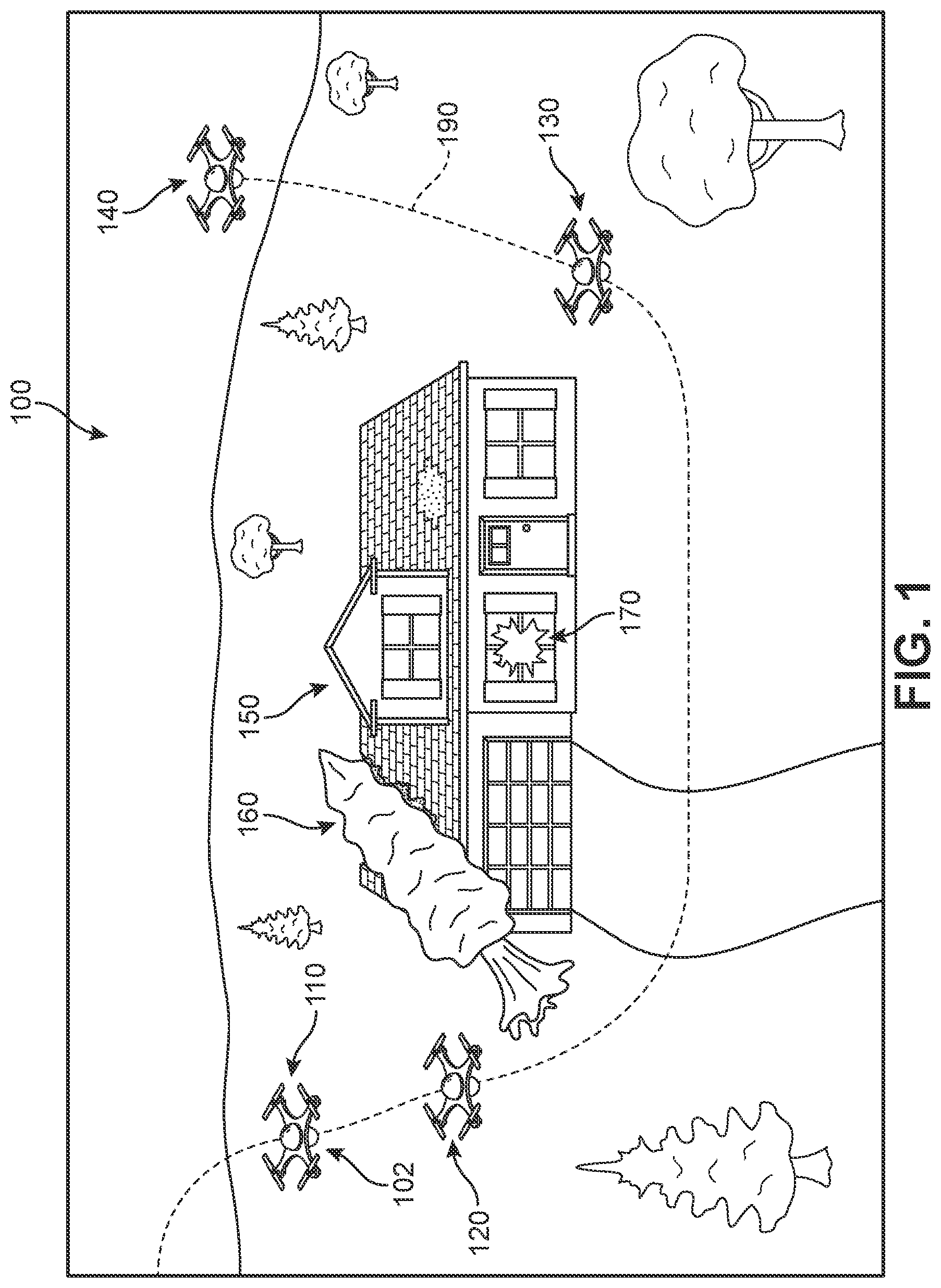 Patent US12620317 Figure 1 – Flight path optimization for aerial-based damage assessment