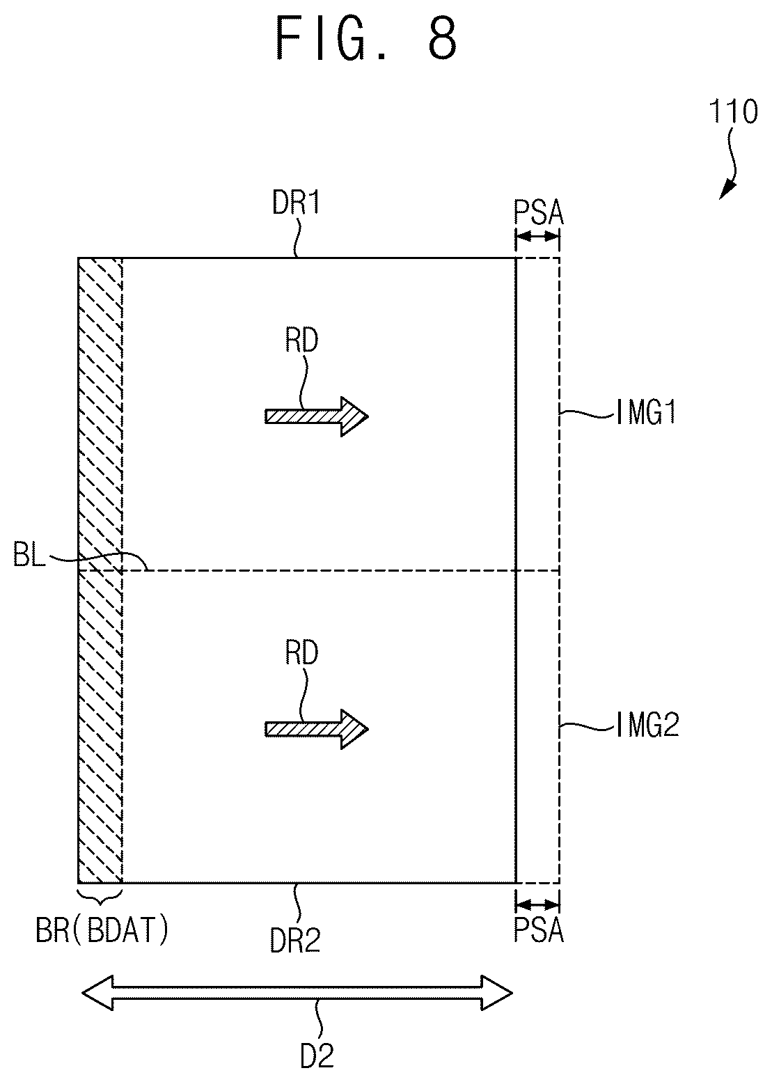 Patent US12620331 Figure 8 – Display device displaying a three-dimensional image
