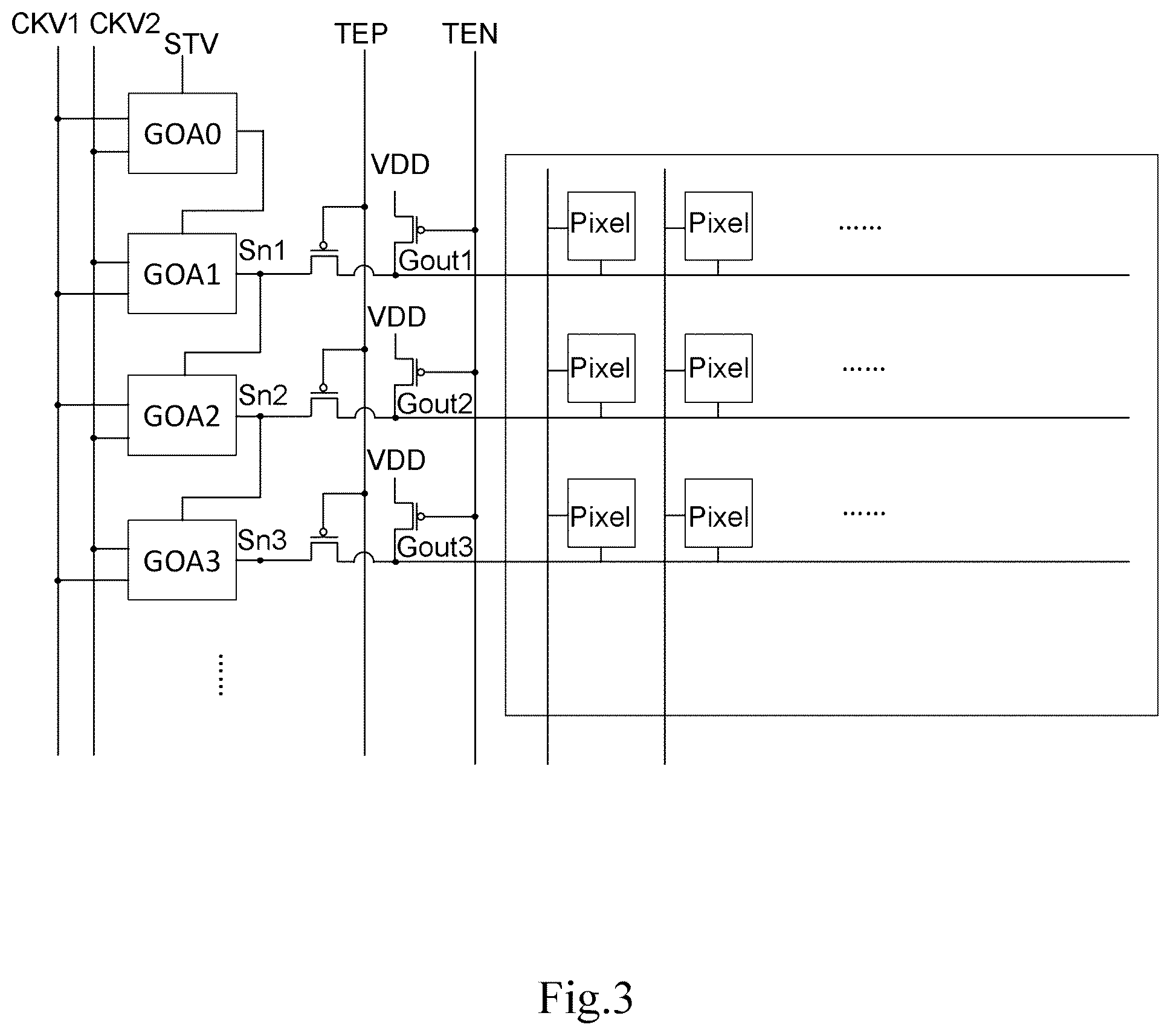 Patent US12620332 Figure 3 – Display panel with regional variable refresh rates and drive method