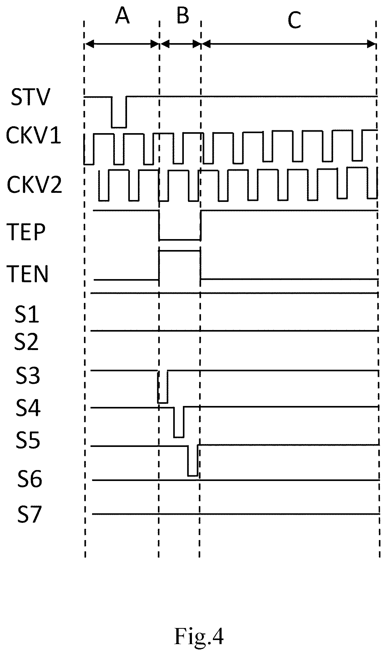 Patent US12620332 Figure 4 – Display panel with regional variable refresh rates and drive method