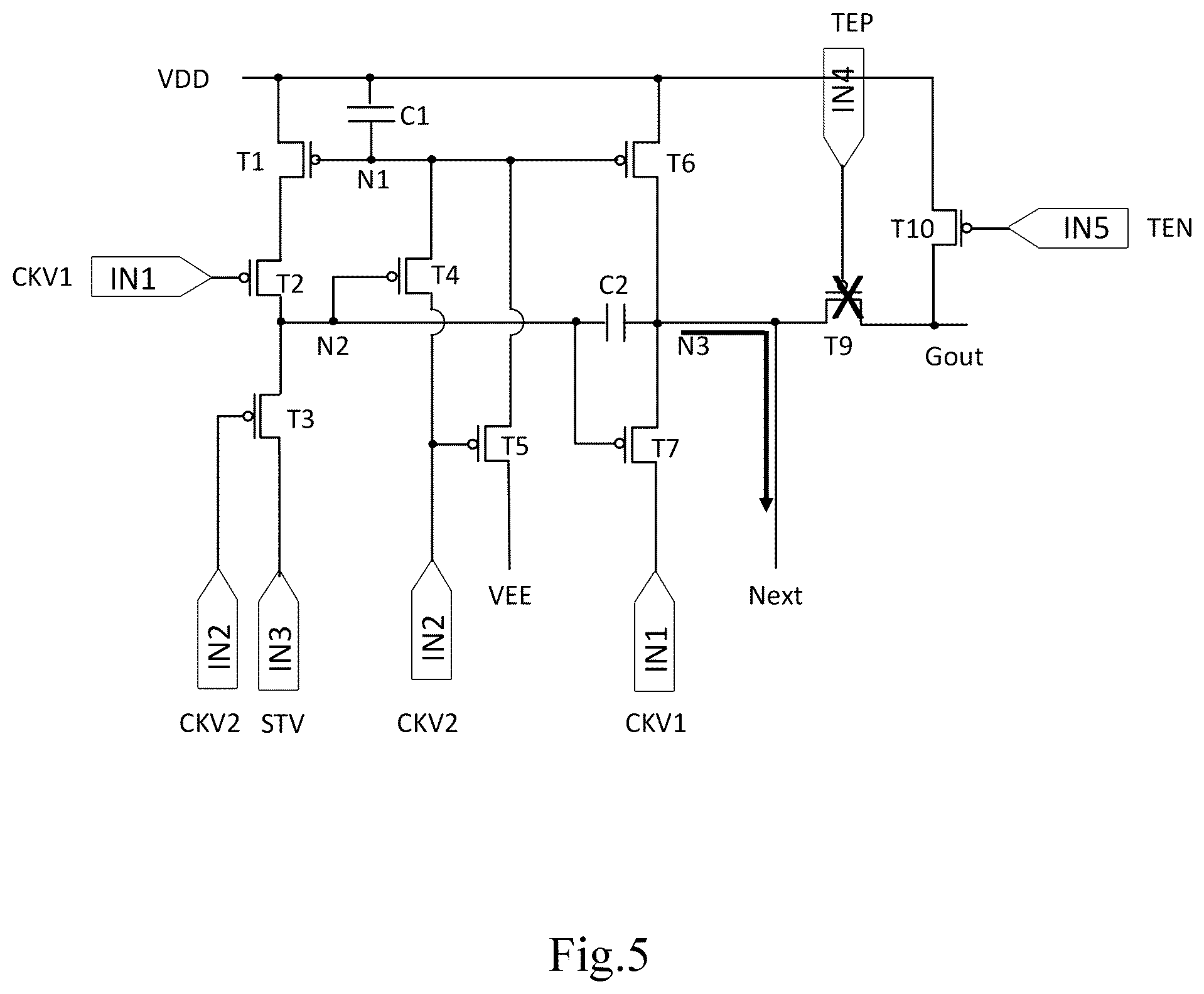 Patent US12620332 Figure 5 – Display panel with regional variable refresh rates and drive method