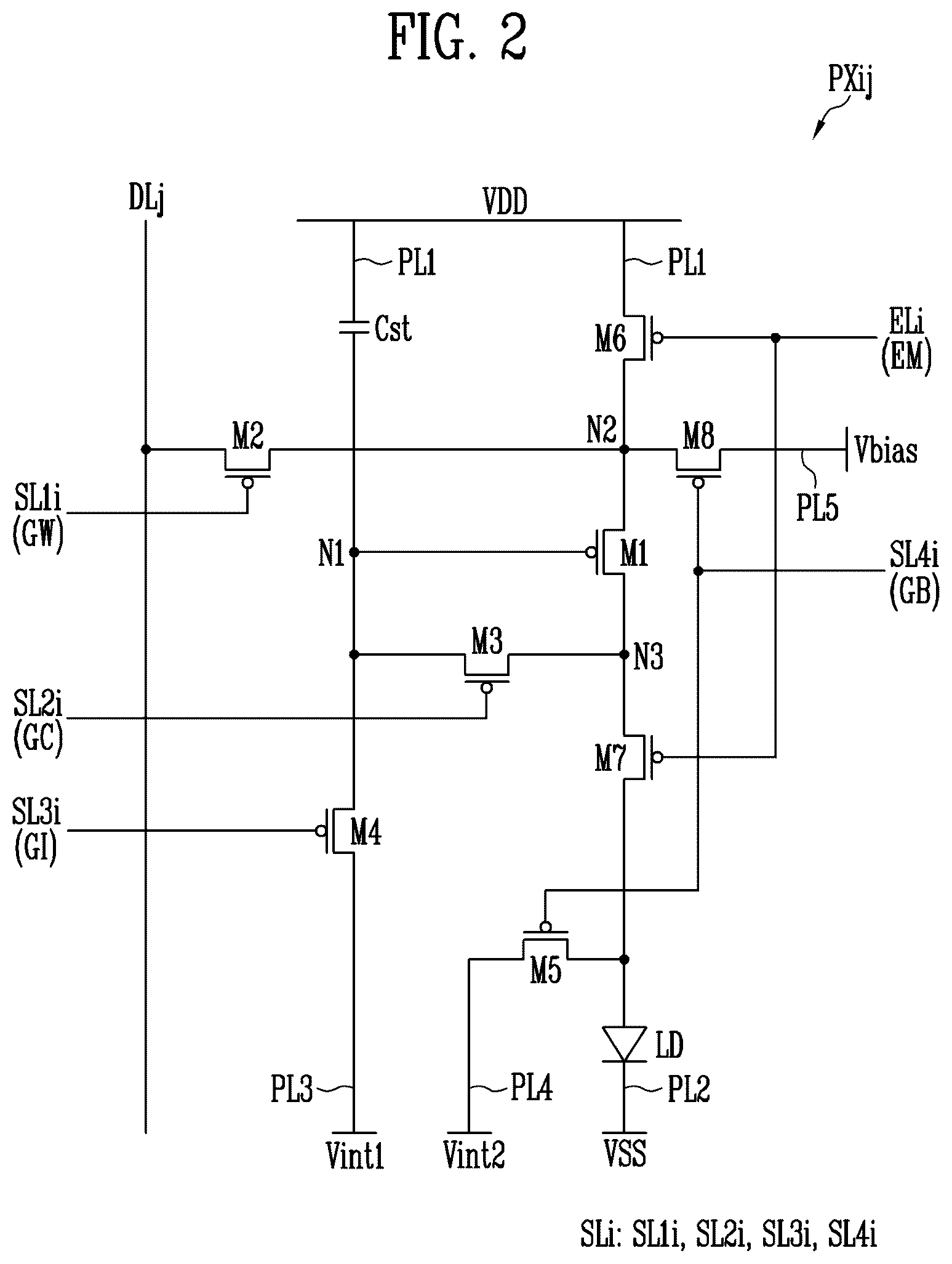 Patent US12620340 Figure 2 – Display device and method of driving the same, and electronic device