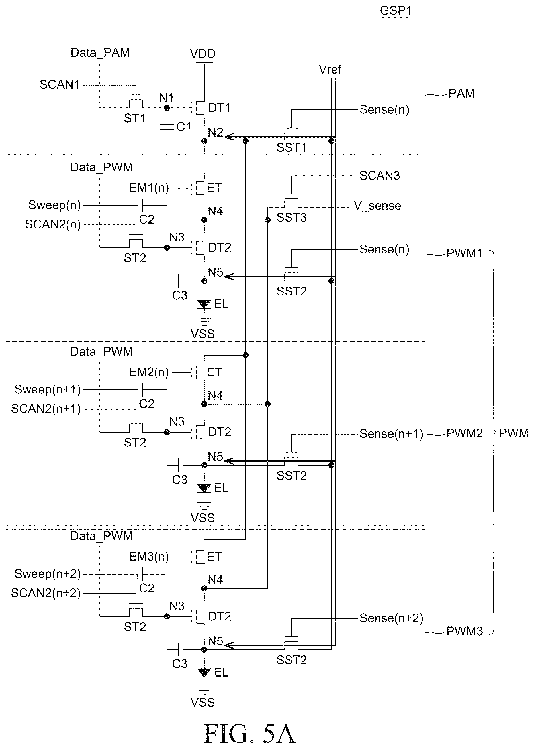 Patent US12620346 Figure 7 – Display device with driving current modulation using pulse amplitude modulation and pulse width modulation