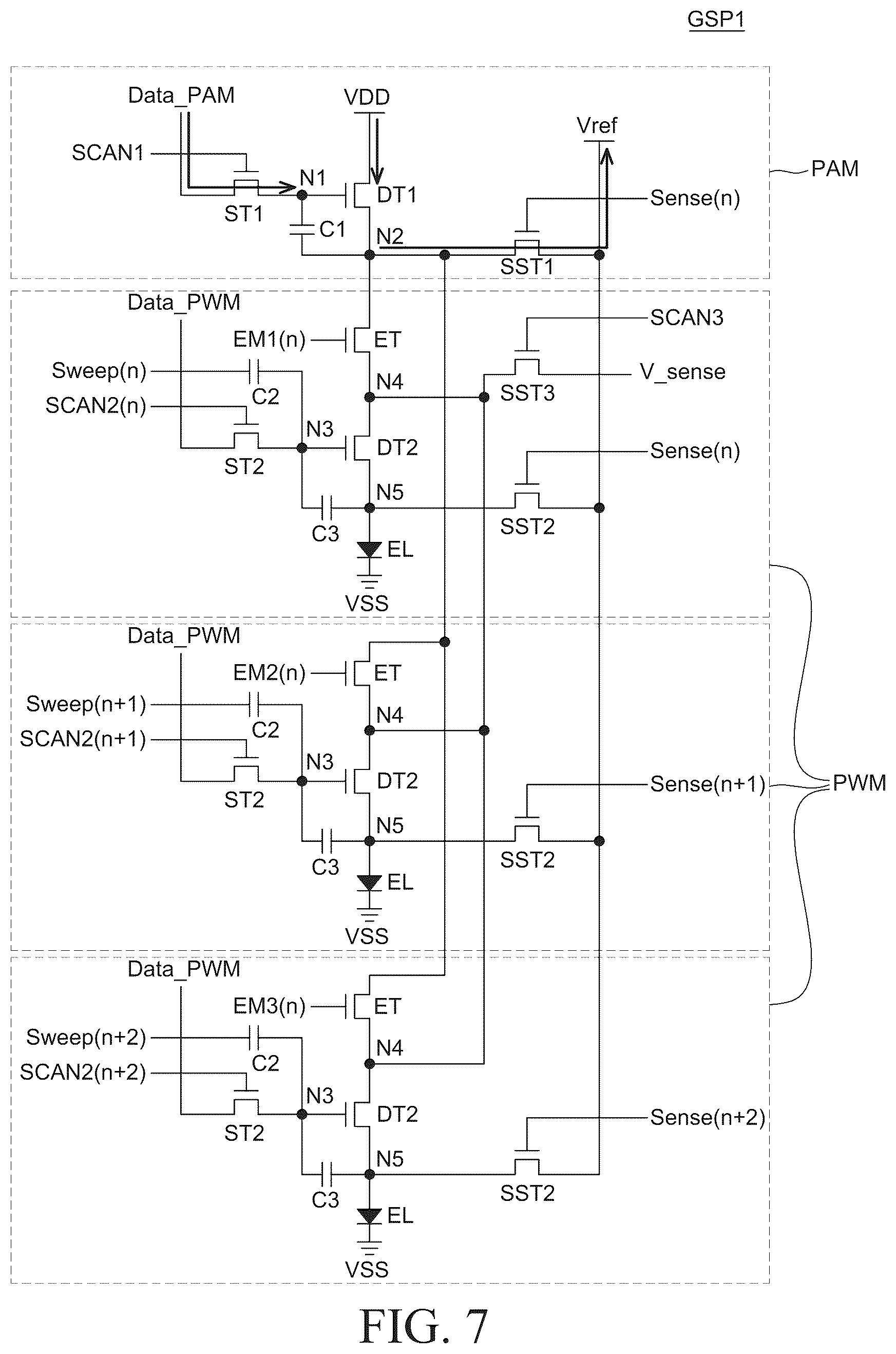 Patent US12620346 Figure 11 – Display device with driving current modulation using pulse amplitude modulation and pulse width modulation