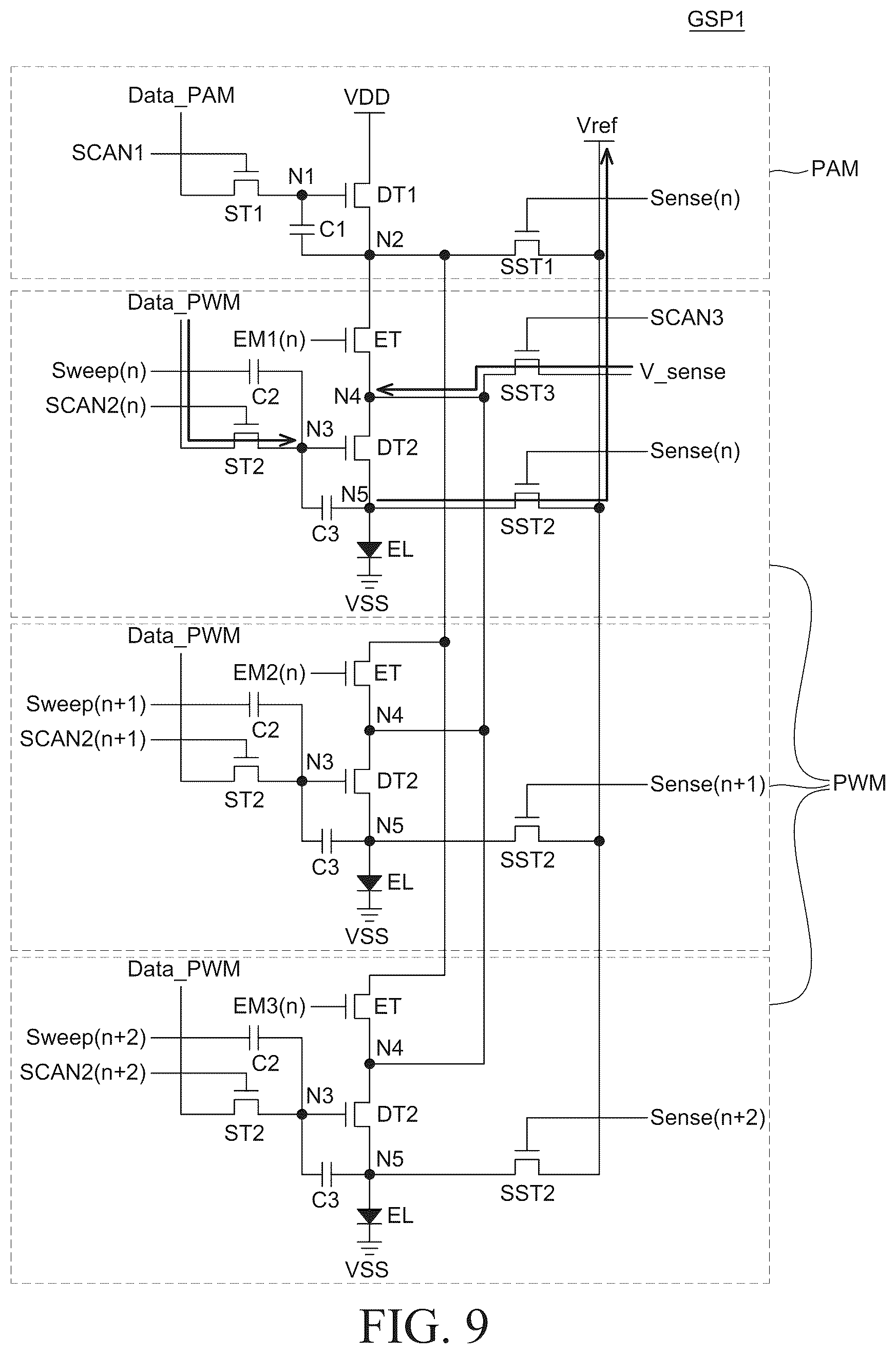 Patent US12620346 Figure 13 – Display device with driving current modulation using pulse amplitude modulation and pulse width modulation