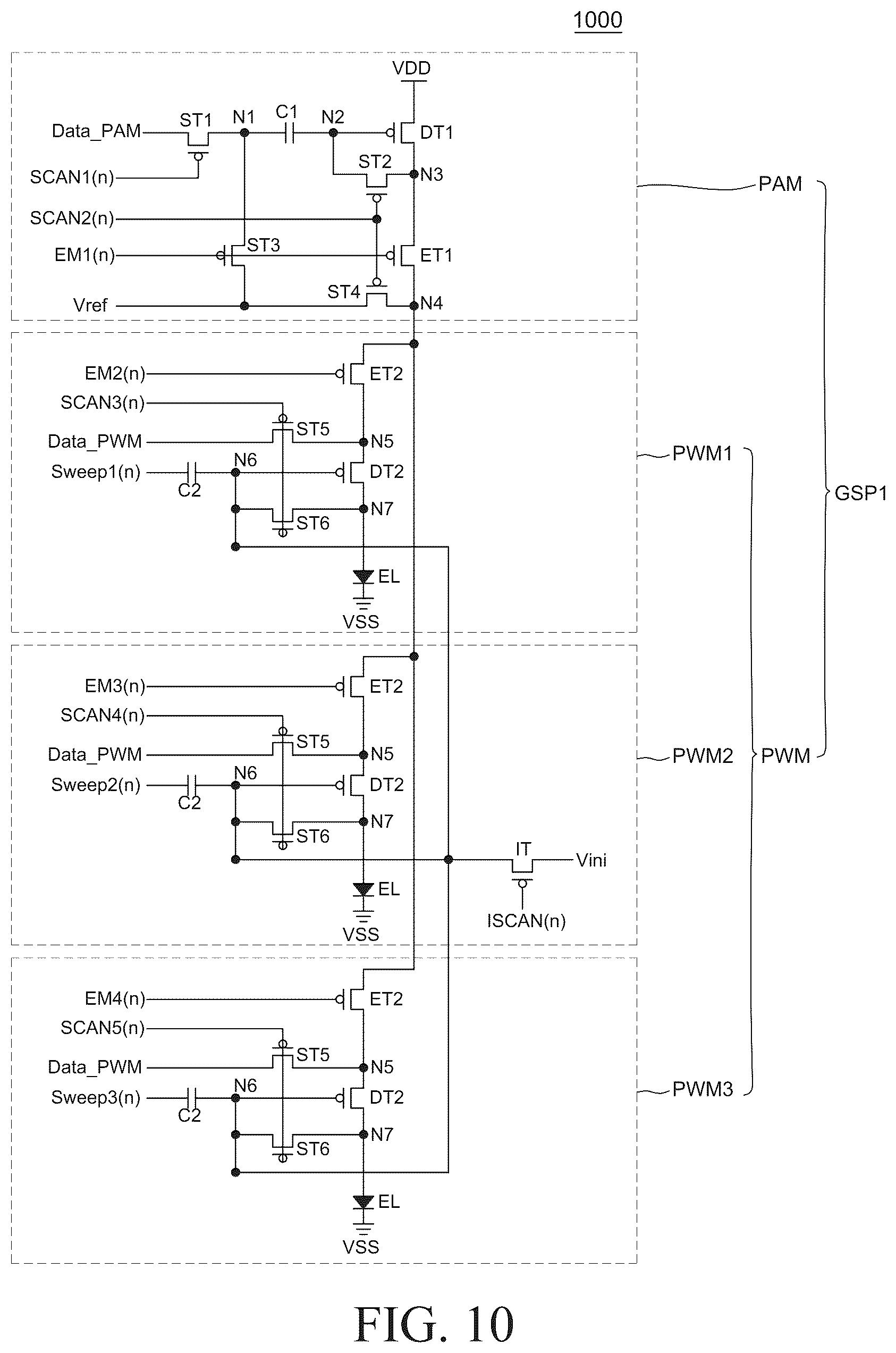 Patent US12620346 Figure 14 – Display device with driving current modulation using pulse amplitude modulation and pulse width modulation