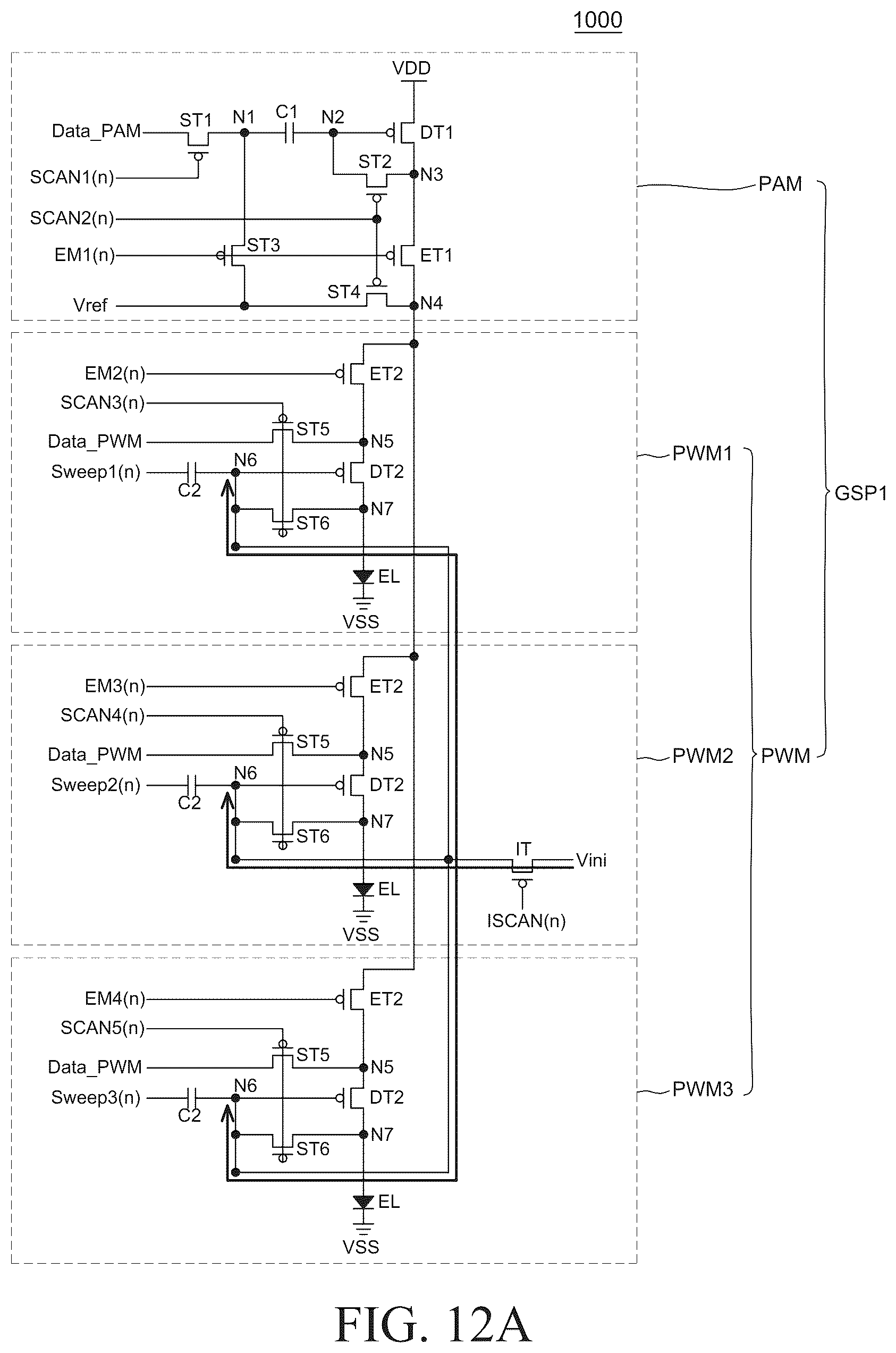Patent US12620346 Figure 16 – Display device with driving current modulation using pulse amplitude modulation and pulse width modulation
