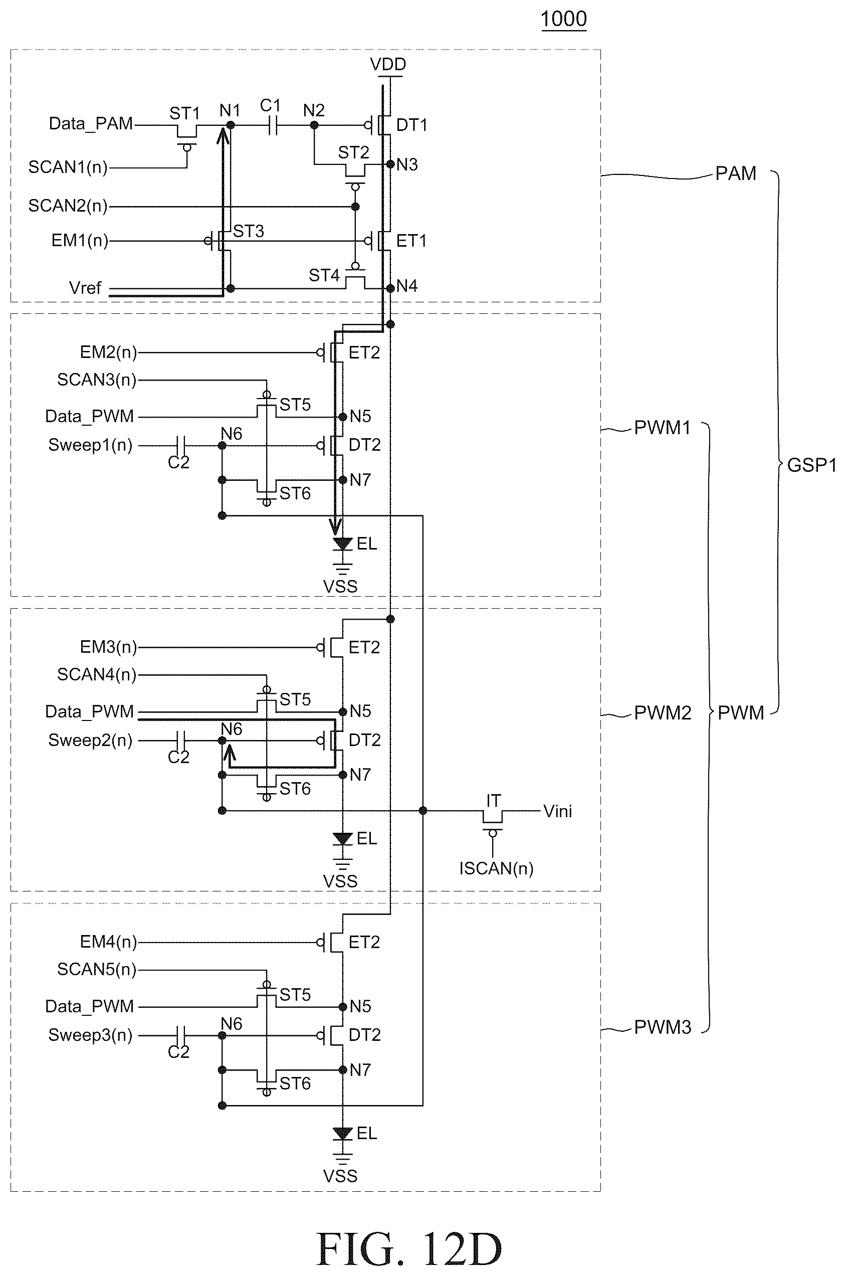 Patent US12620346 Figure 19 – Display device with driving current modulation using pulse amplitude modulation and pulse width modulation