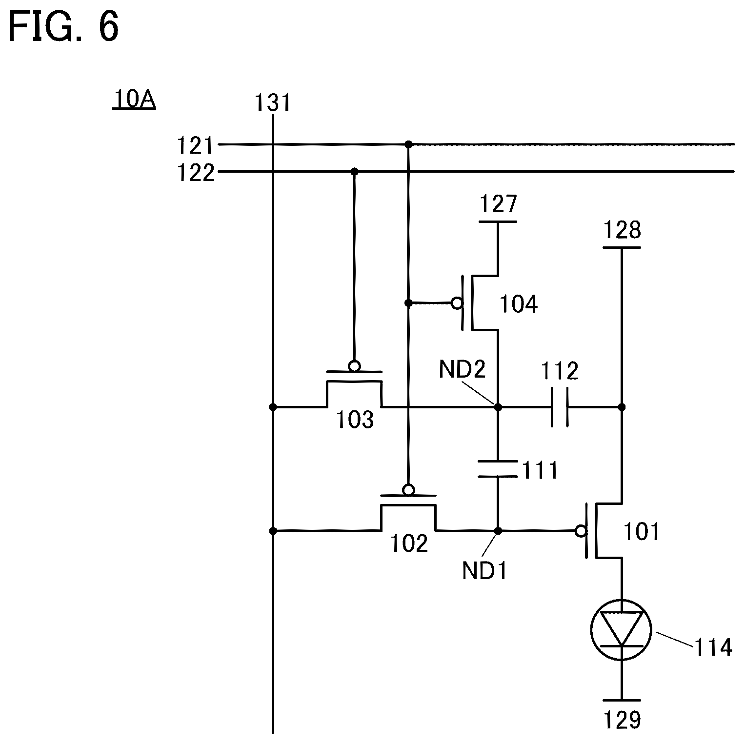 Patent US12620357 Figure 6 – Display device and electronic device