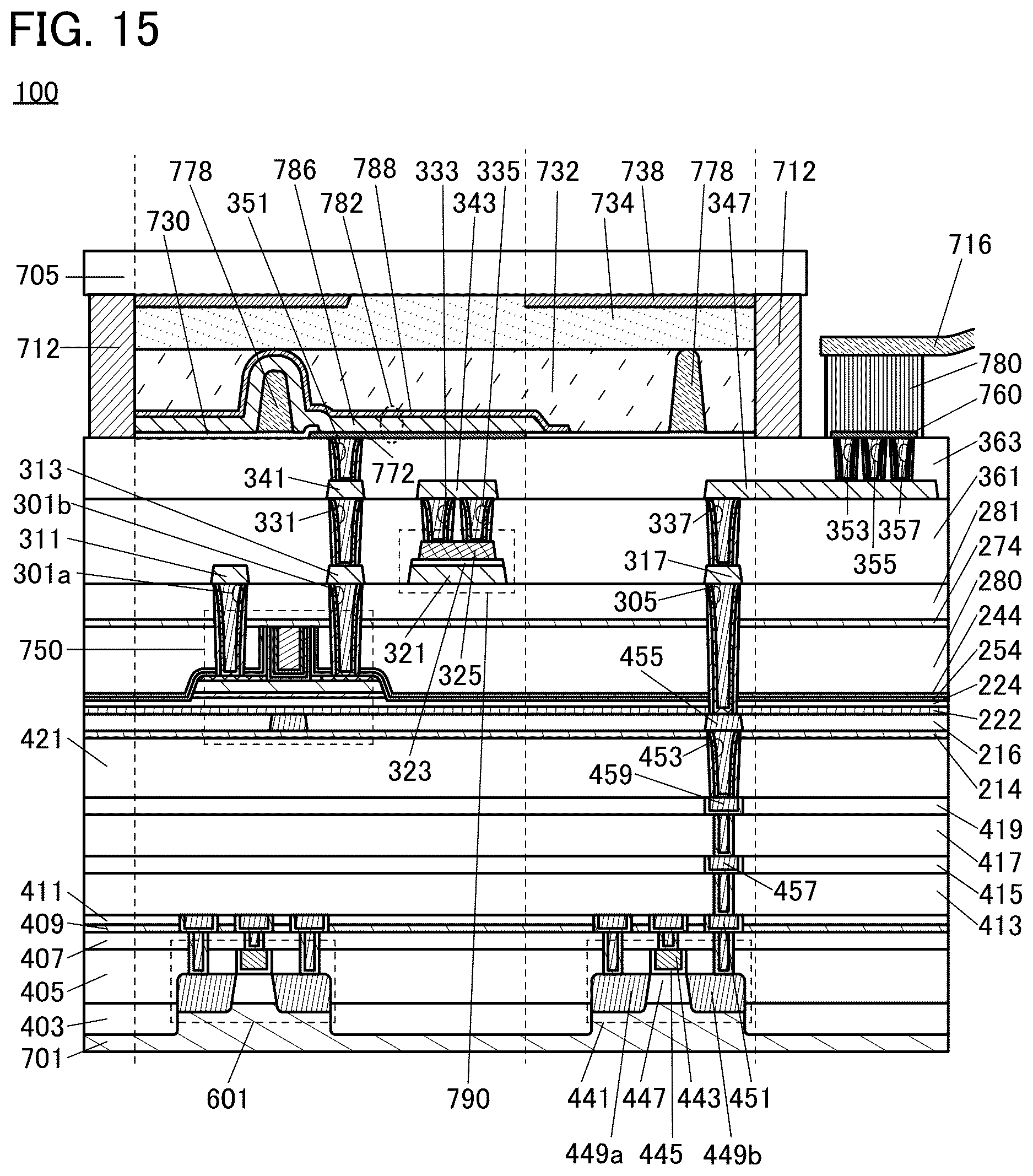 Patent US12620357 Figure 15 – Display device and electronic device