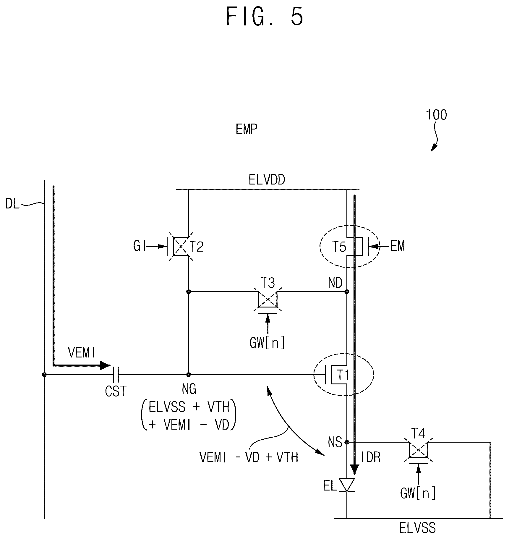 Patent US12620358 Figure 5 – Pixel of a display device and display device