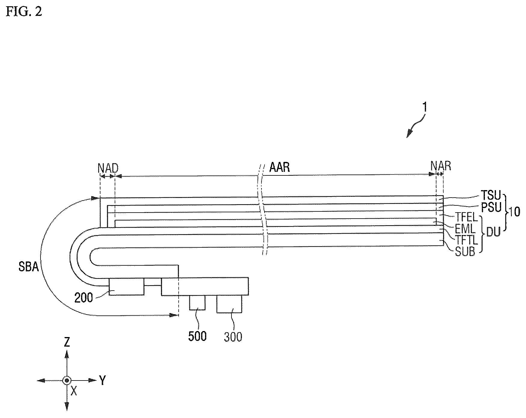 Patent US12620360 Figure 2 – Display device including integrated optical sensors and sensing control circuitry