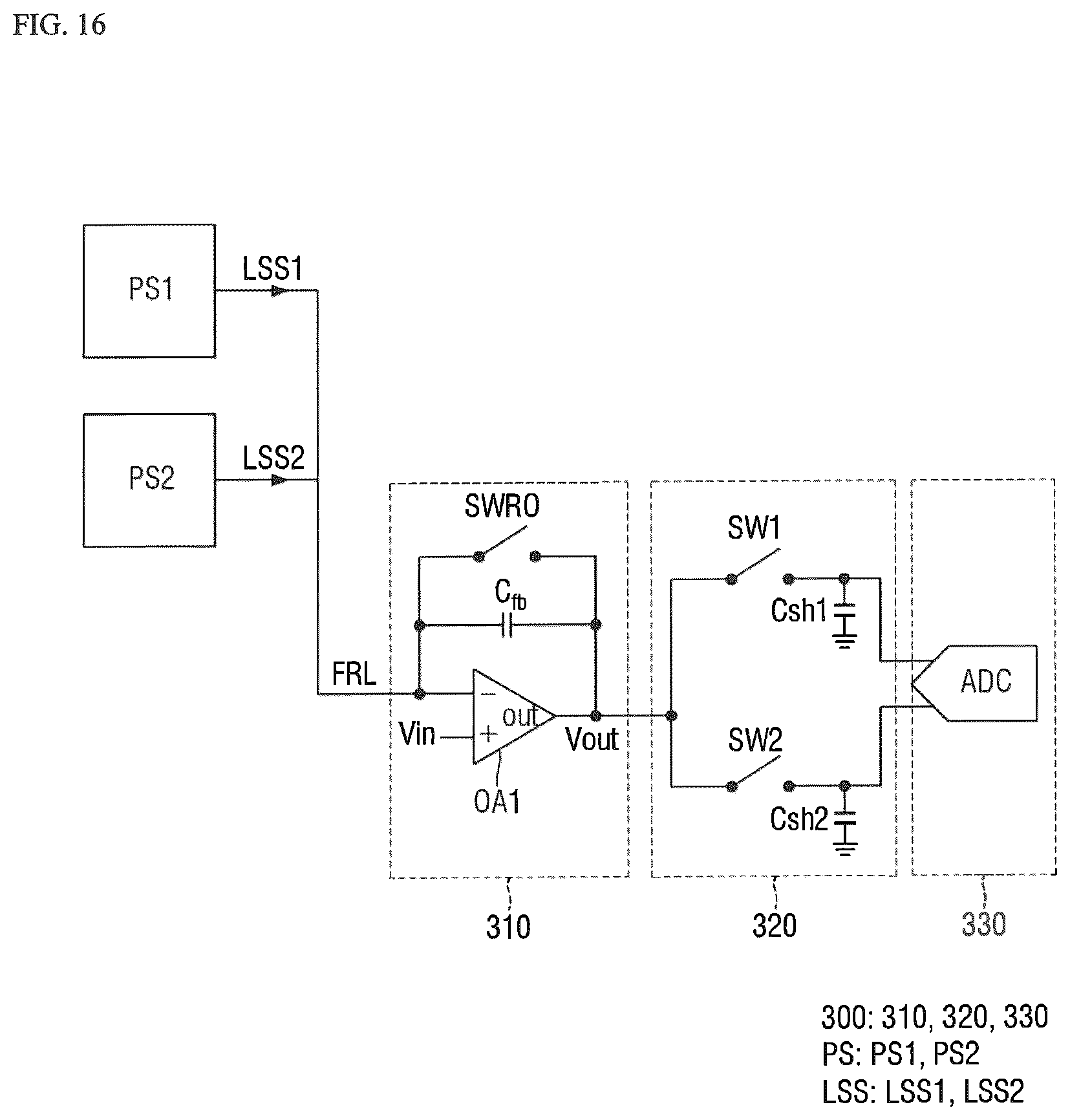 Patent US12620360 Figure 16 – Display device including integrated optical sensors and sensing control circuitry