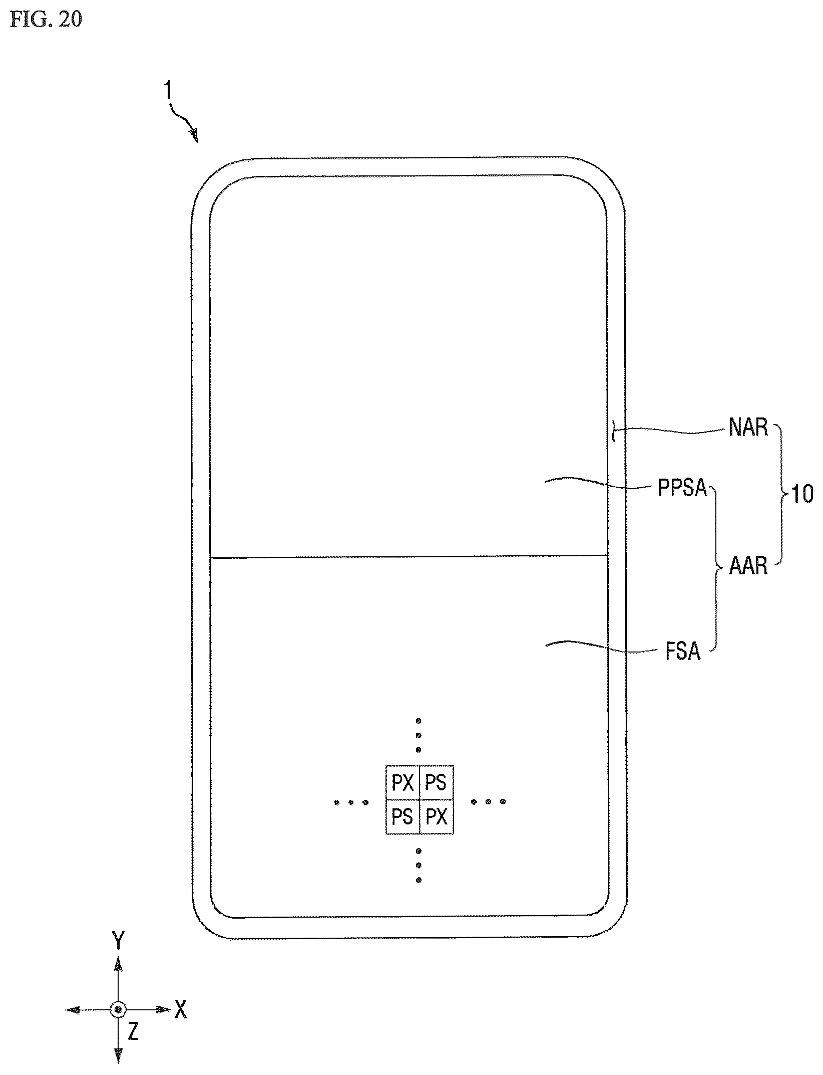 Patent US12620360 Figure 20 – Display device including integrated optical sensors and sensing control circuitry
