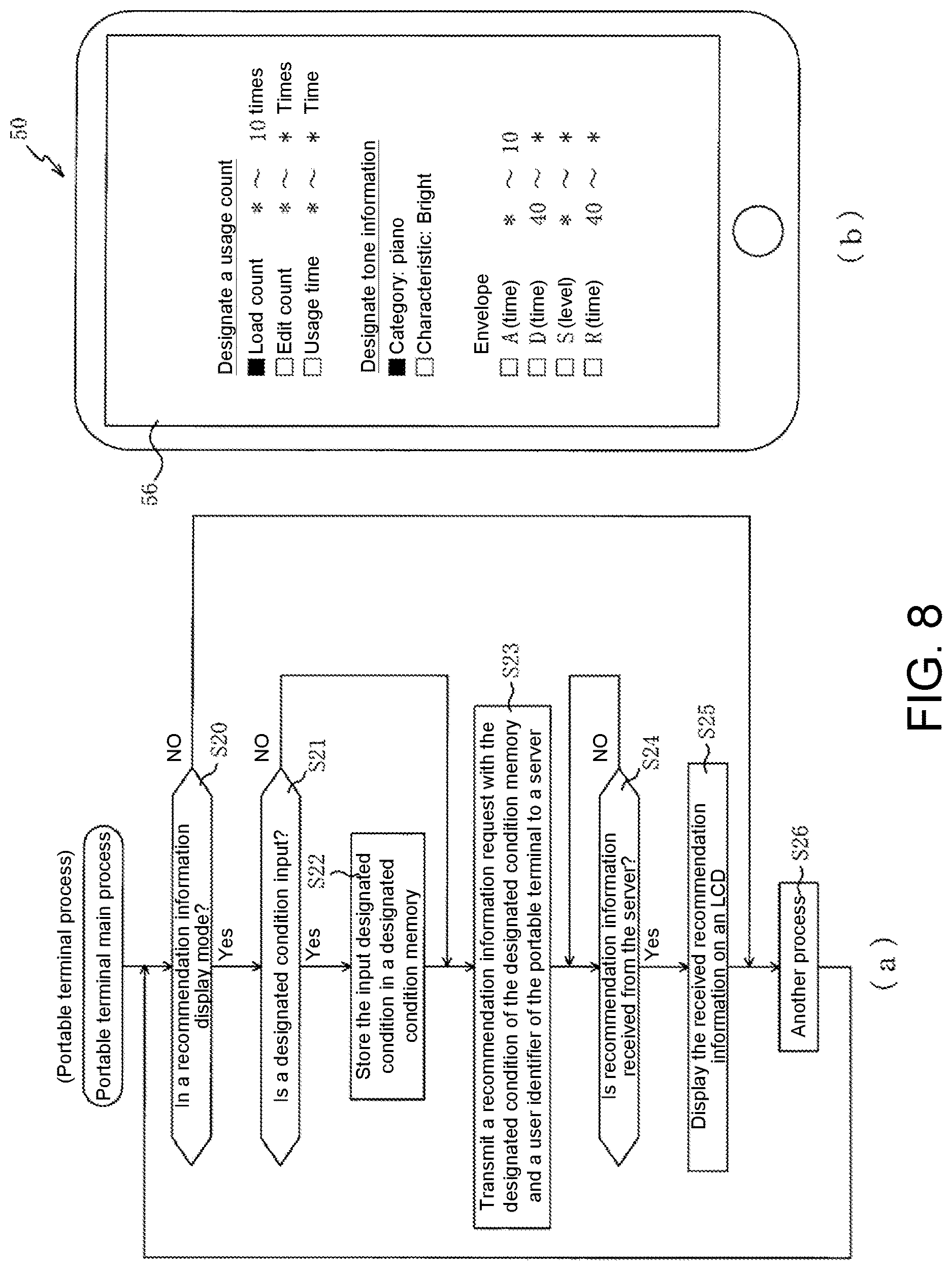 Patent US12620375 Figure 8 – Recommendation information output system and recommendation information output method