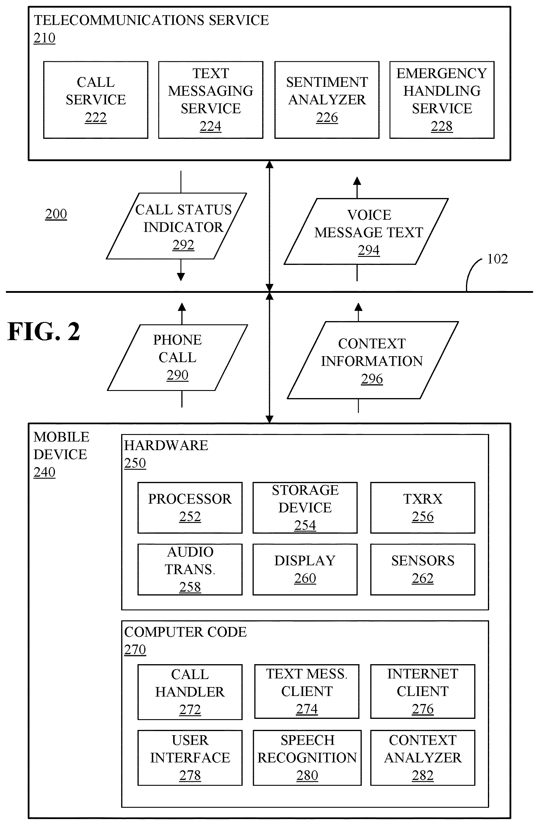 Patent US12620392 Figure 2 – Initiating an action based on a voice message text generated from a voice message