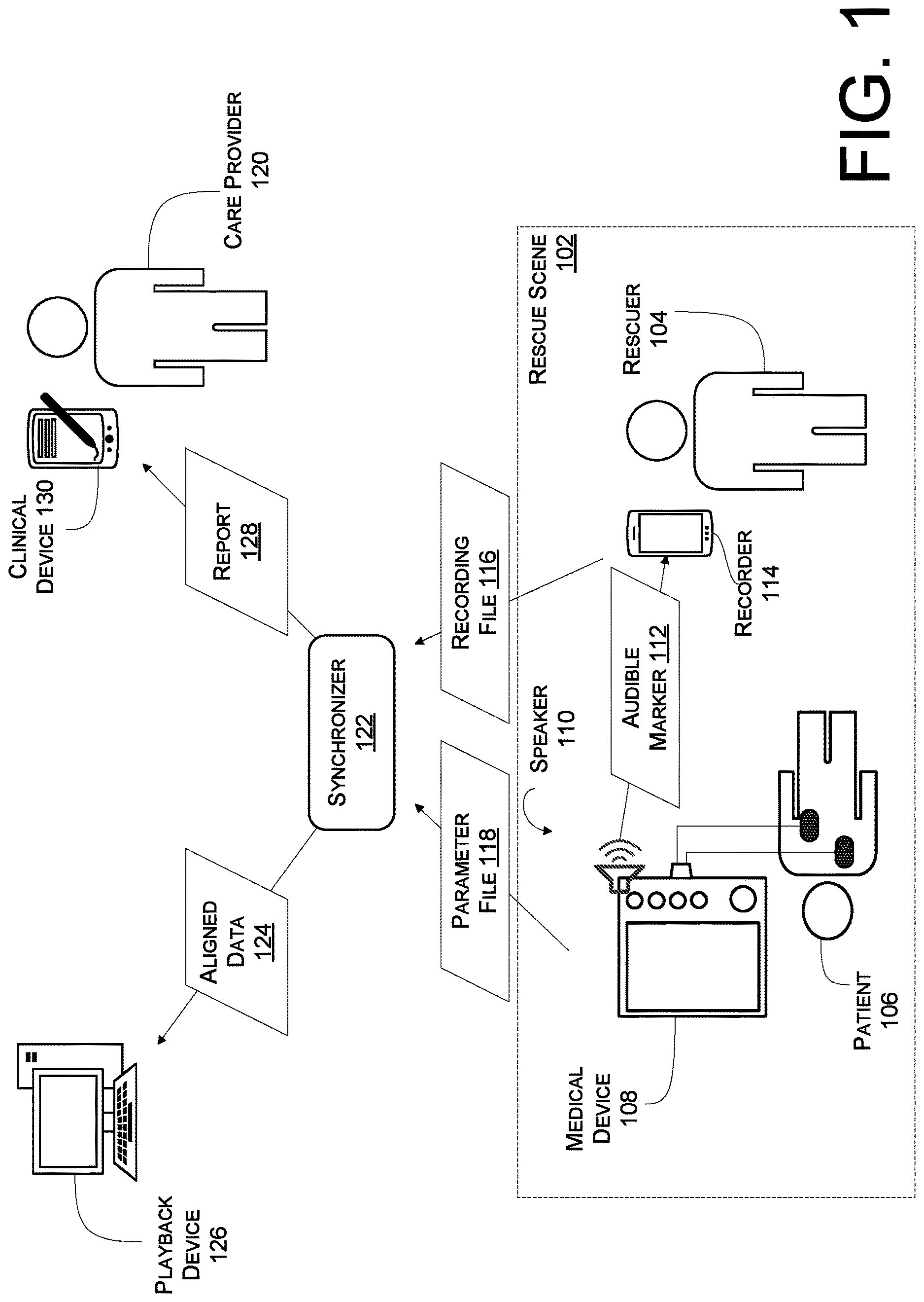 Patent US12620410 Figure 1 – Aligning parameter data with audio recordings