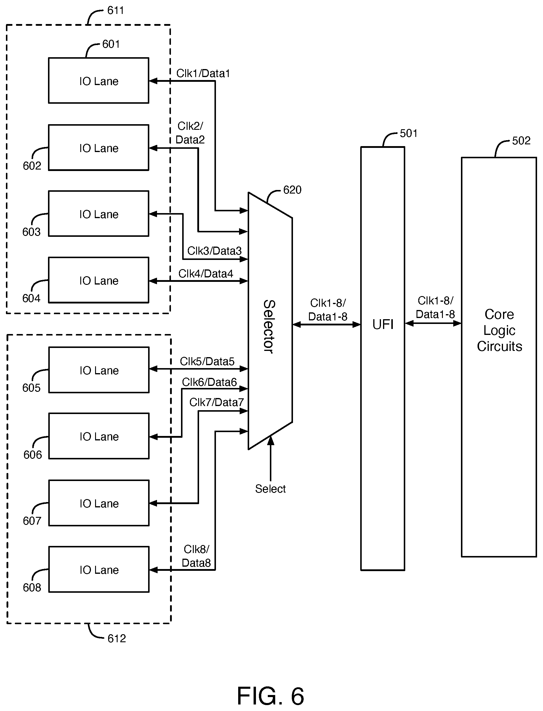Patent US12620423 Figure 5 – Circuits and methods for sub-bank sharing of external interfaces