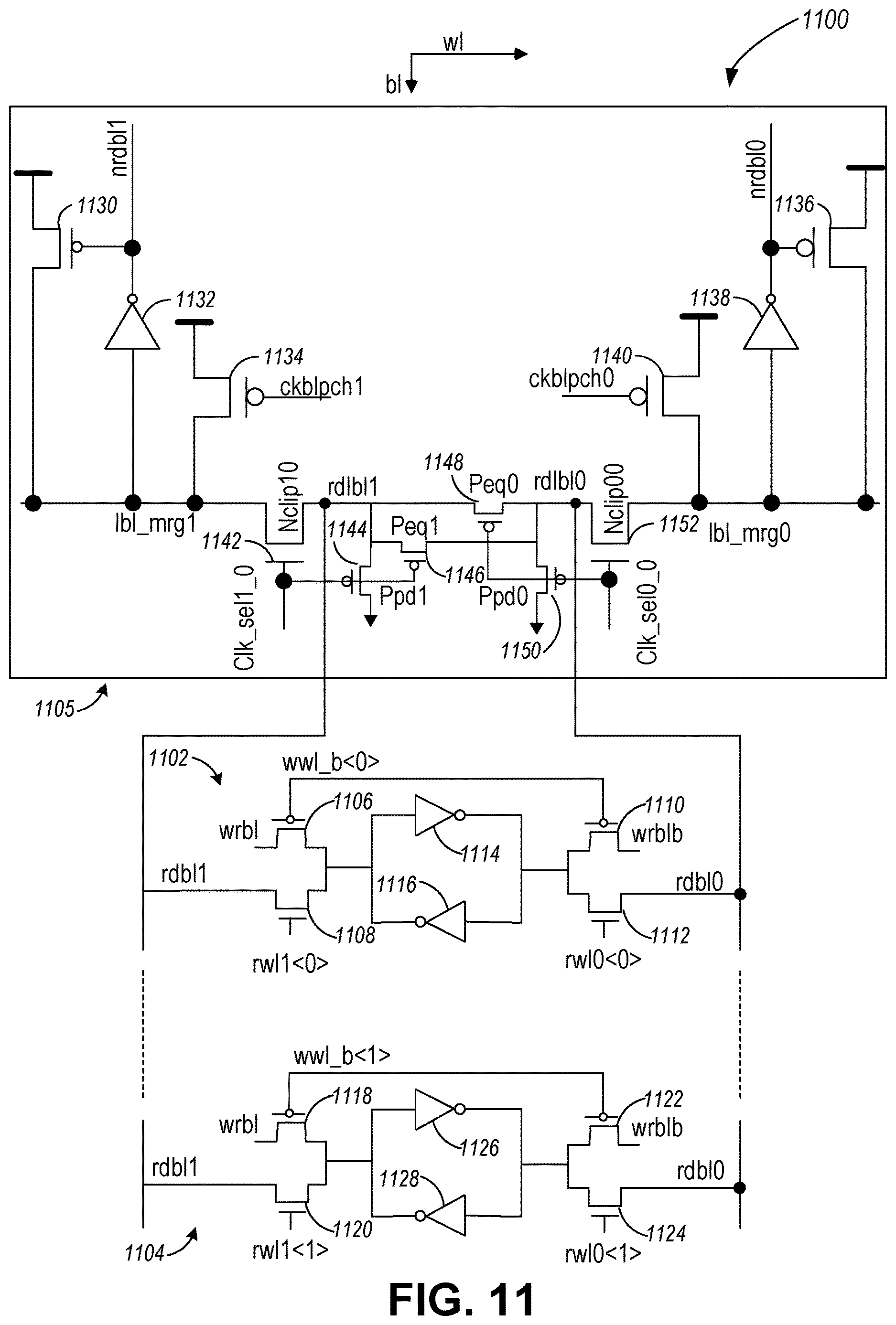 Patent US12620436 Figure 10 – Multi-ported memory array utilizing bitcells with balanced P-N diffusion layouts