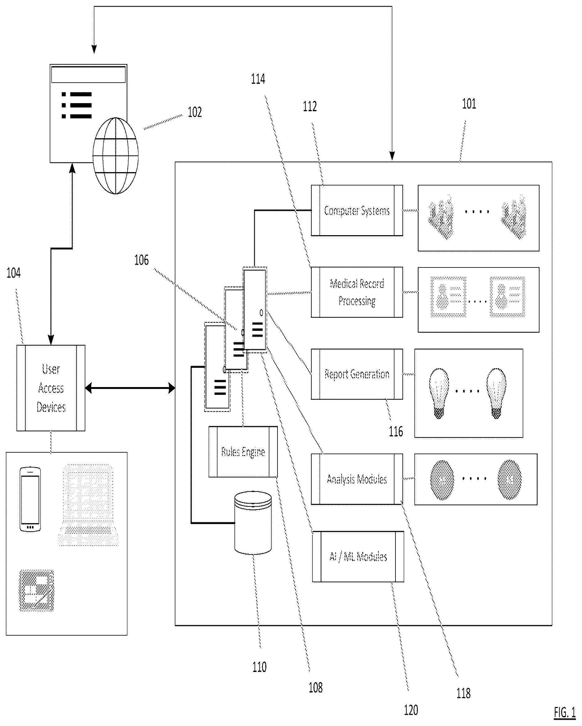 Patent US12620466 Figure 1 – Computer-based tools and techniques for analyzing health care data in connection with medical procedures