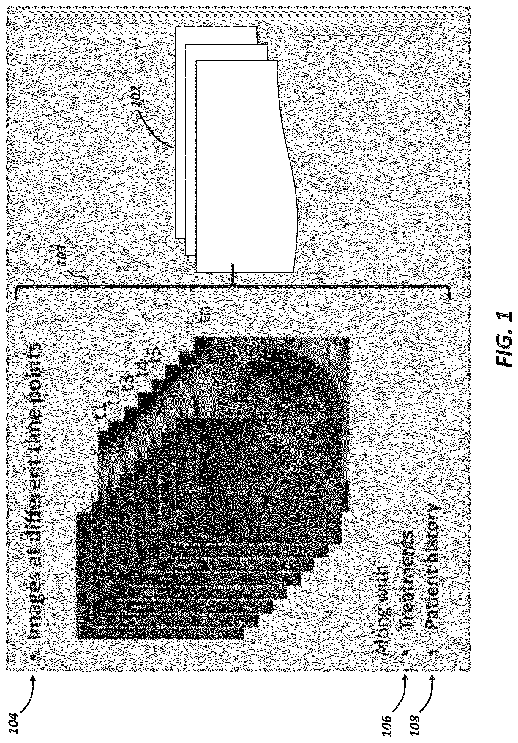 Patent US12620497 Figure 1 – Disease feature recognition in diagnostic images and disease progression prediction
