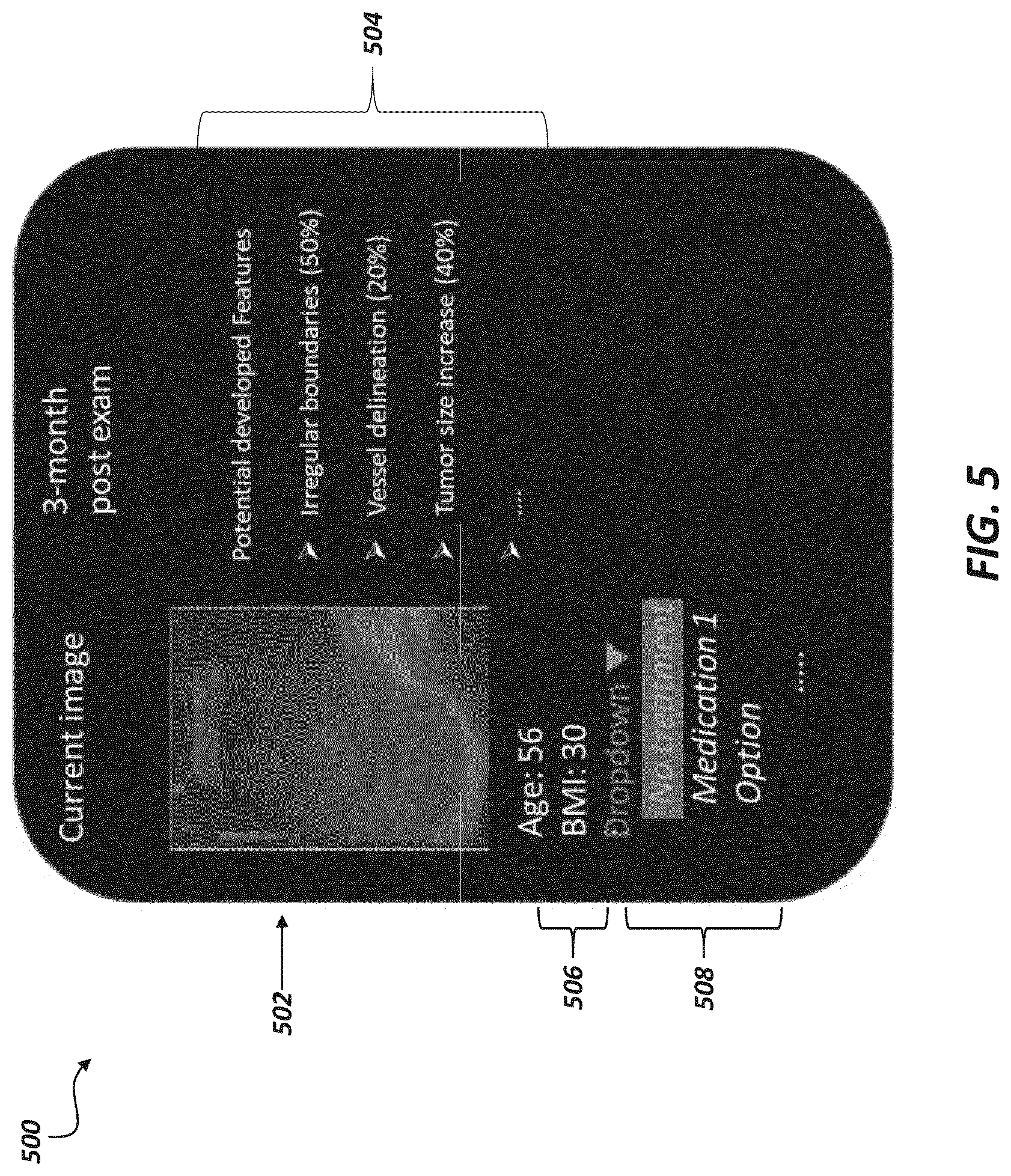 Patent US12620497 Figure 5 – Disease feature recognition in diagnostic images and disease progression prediction