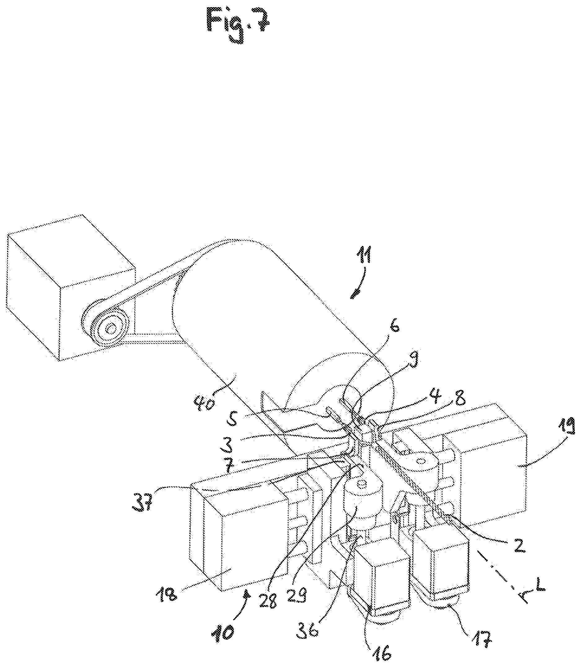 Patent US12620509 Figure 5 – Cable alignment apparatus and method for aligning assembled cable ends of two cables of a cable harness in the correct rotational position as well as arrangement for assembling plug housings with cable ends with the cable alignment apparatus