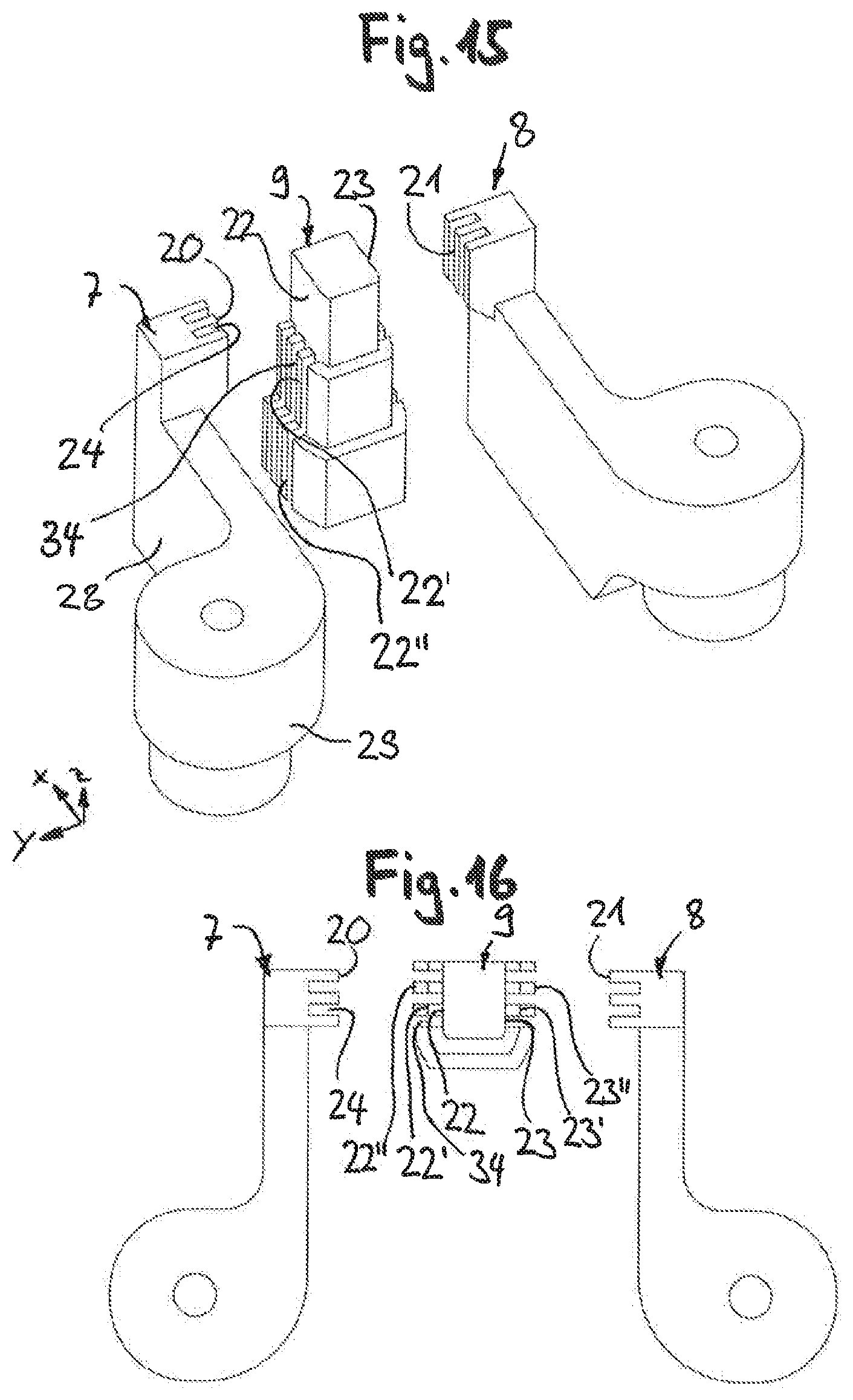 Patent US12620509 Figure 11 – Cable alignment apparatus and method for aligning assembled cable ends of two cables of a cable harness in the correct rotational position as well as arrangement for assembling plug housings with cable ends with the cable alignment apparatus