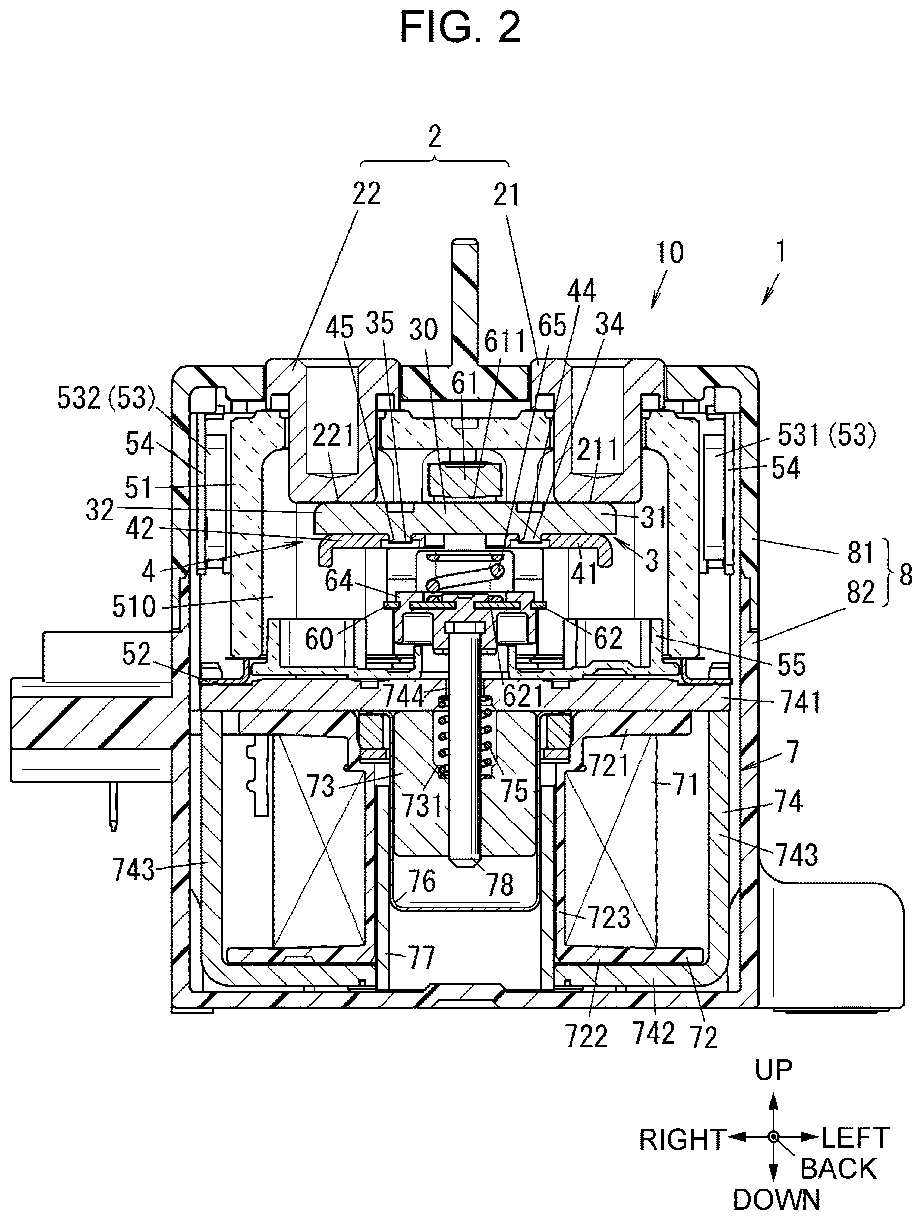 Patent US12620540 Figure 2 – Contact device and electromagnetic relay