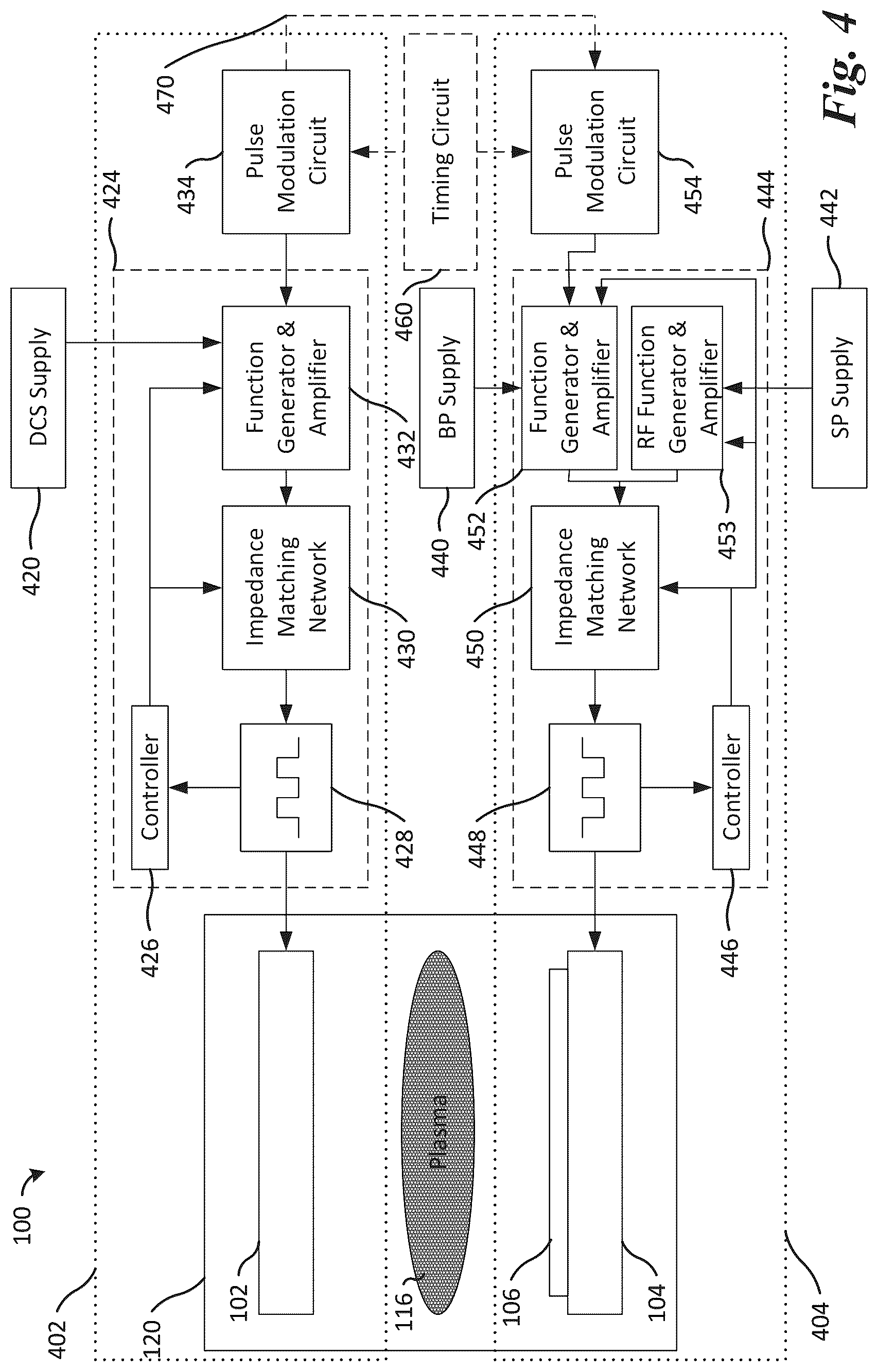 Patent US12620554 Figure 9 – Plasma processing with phase-locked waveforms