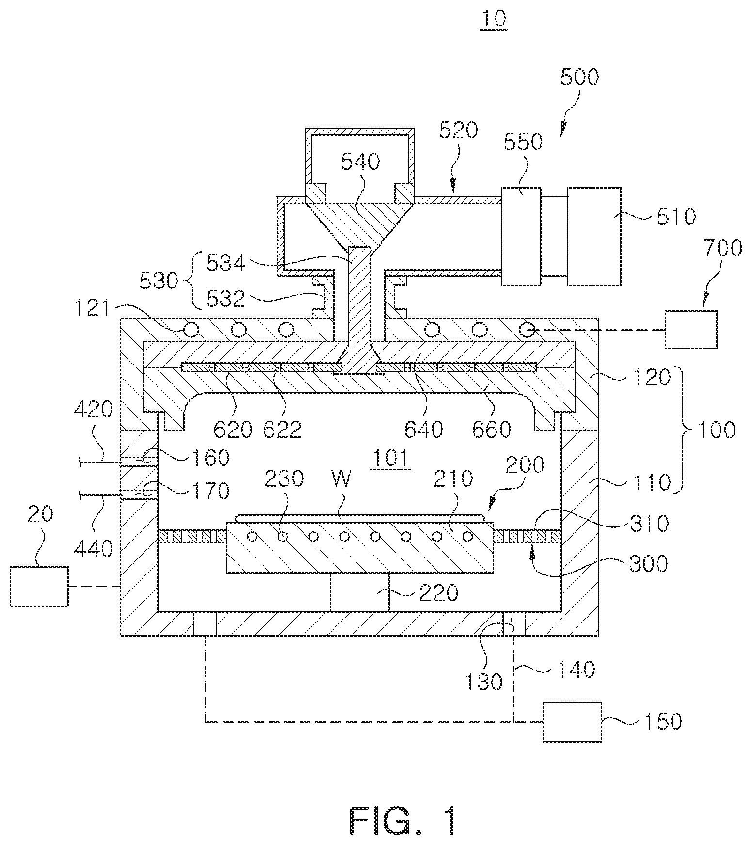Patent US12620558 Figure 1 – Apparatus for processing substrate and method of processing substrate