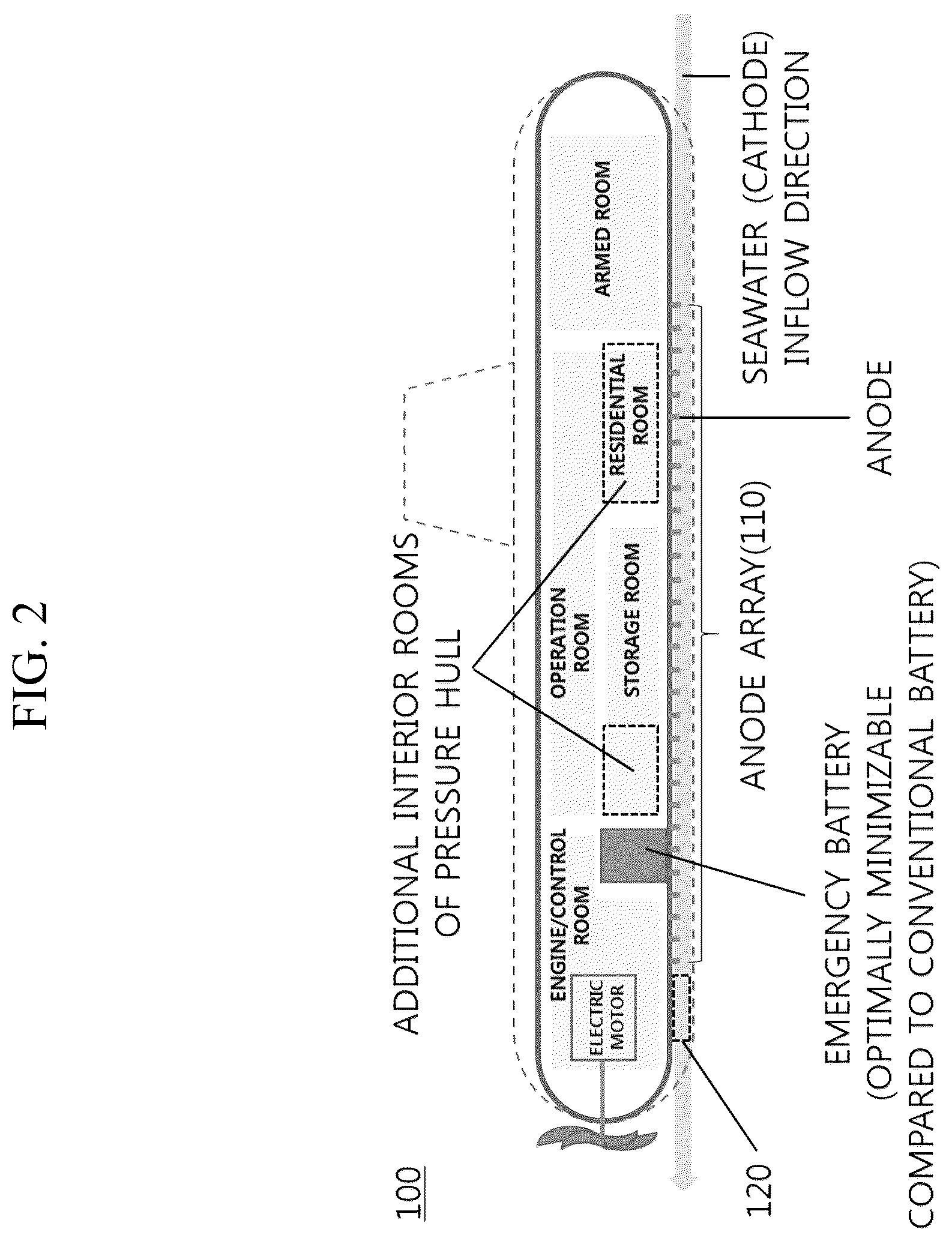 Patent US12620602 Figure 2 – Submarine power supply system and power supply method using seawater battery