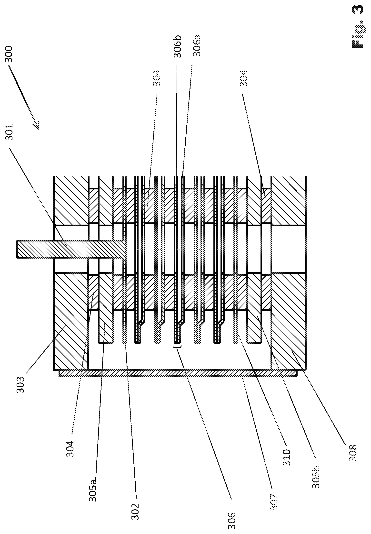 Patent US12620605 Figure 3 – Power connection for electrochemical cell stack