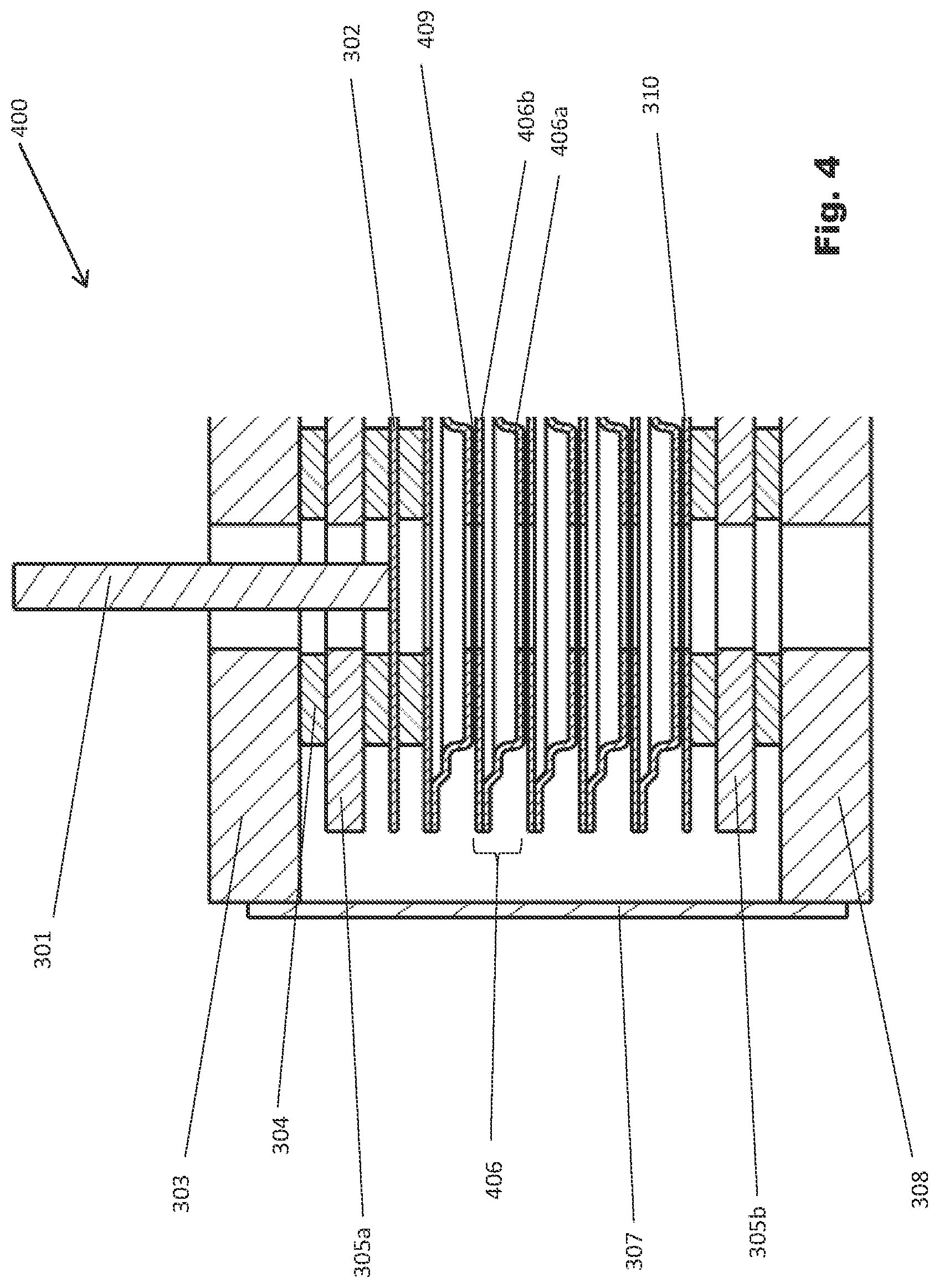 Patent US12620605 Figure 4 – Power connection for electrochemical cell stack