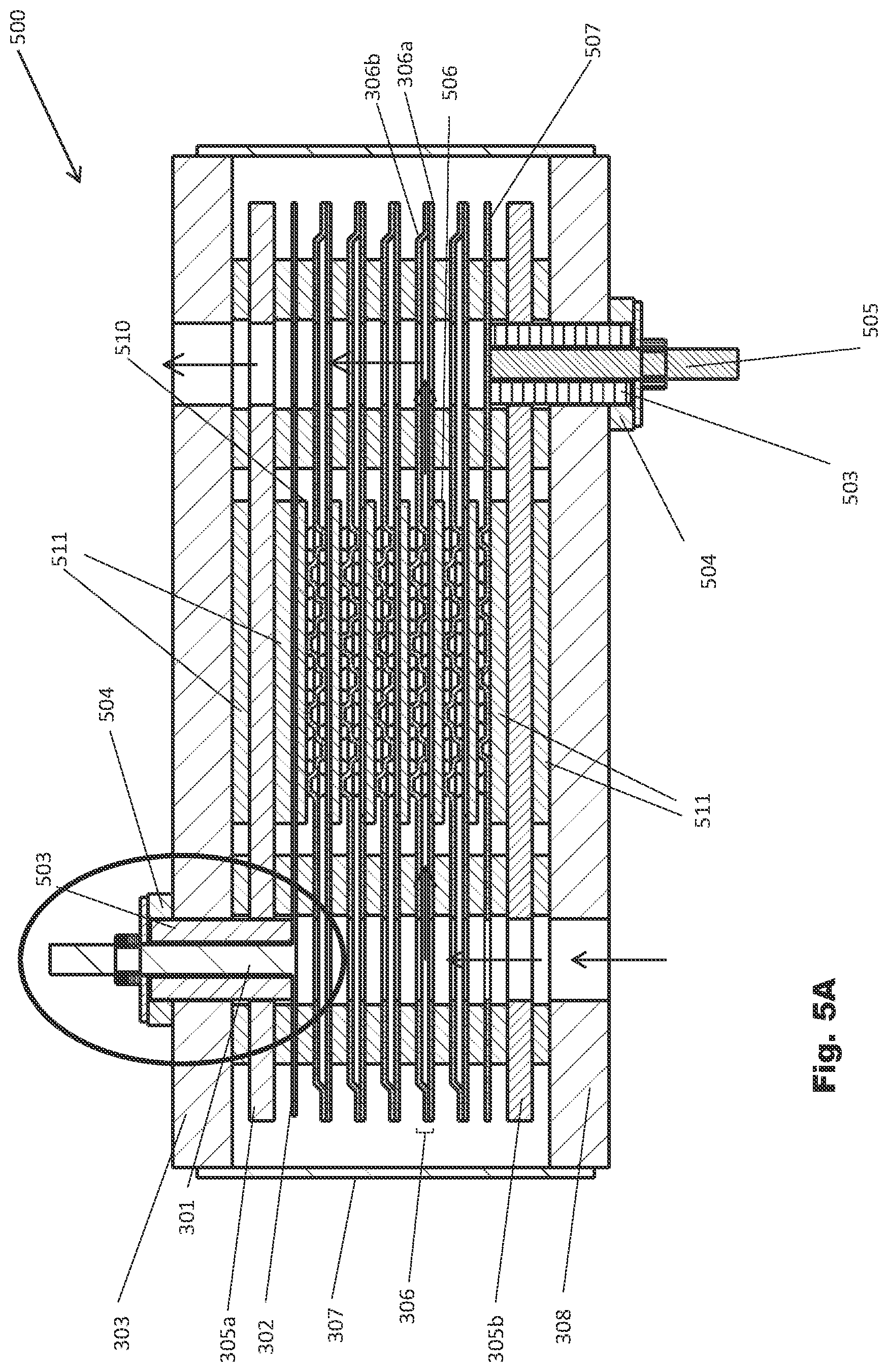 Patent US12620605 Figure 5 – Power connection for electrochemical cell stack