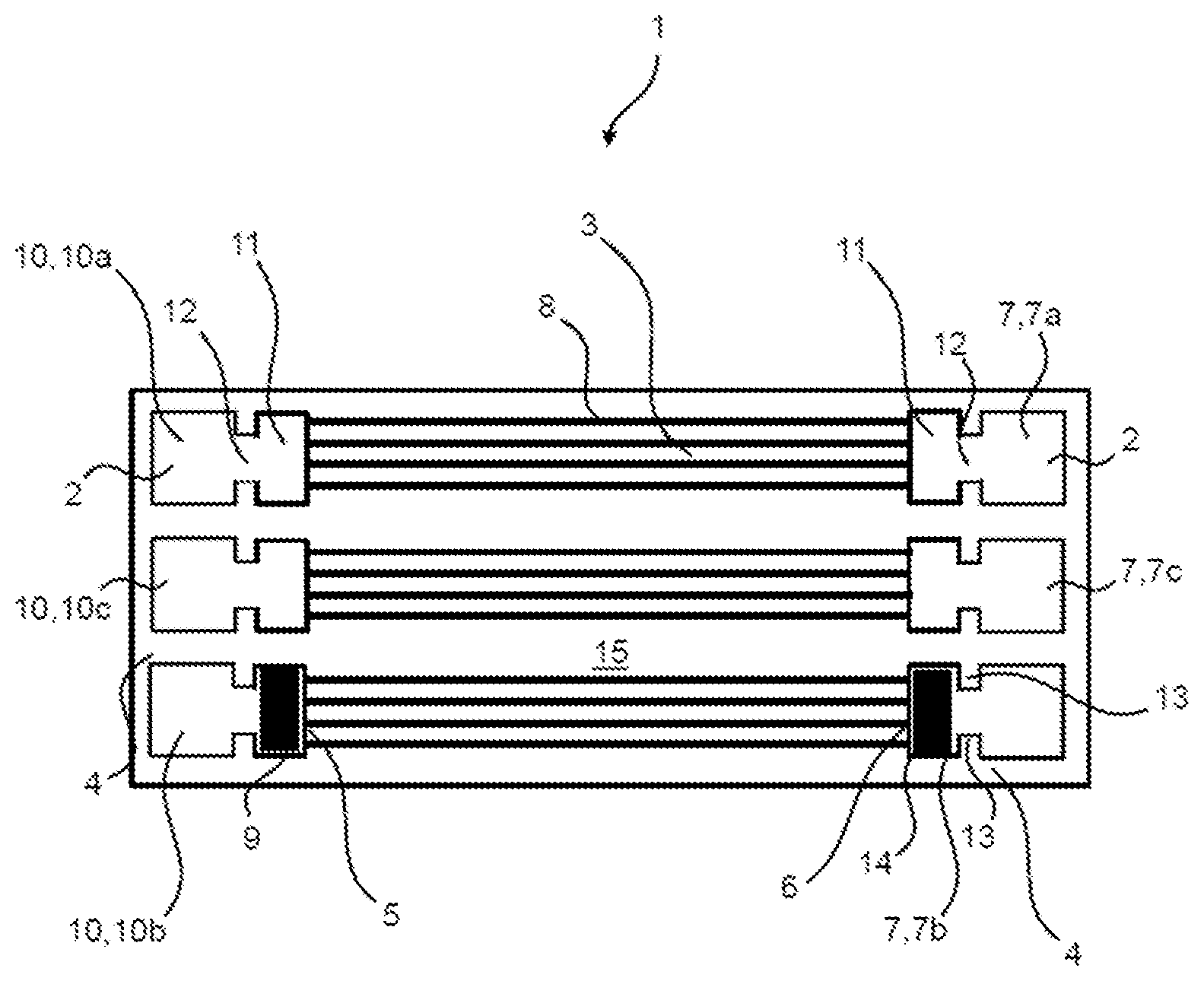 Patent US12620607 Figure 1 – Bipolar plate with insertable diaphragm and fuel cell stack