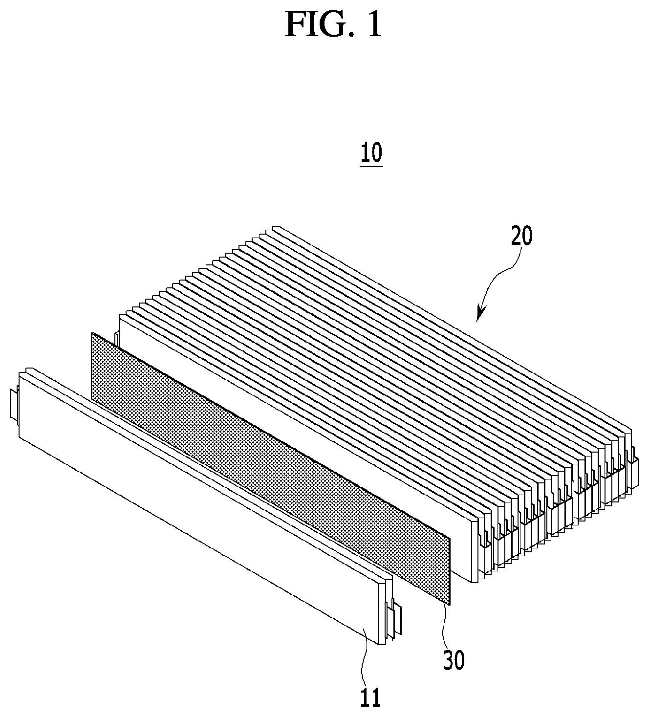 Patent US12620649 Figure 1 – Battery module and manufacturing method of the same