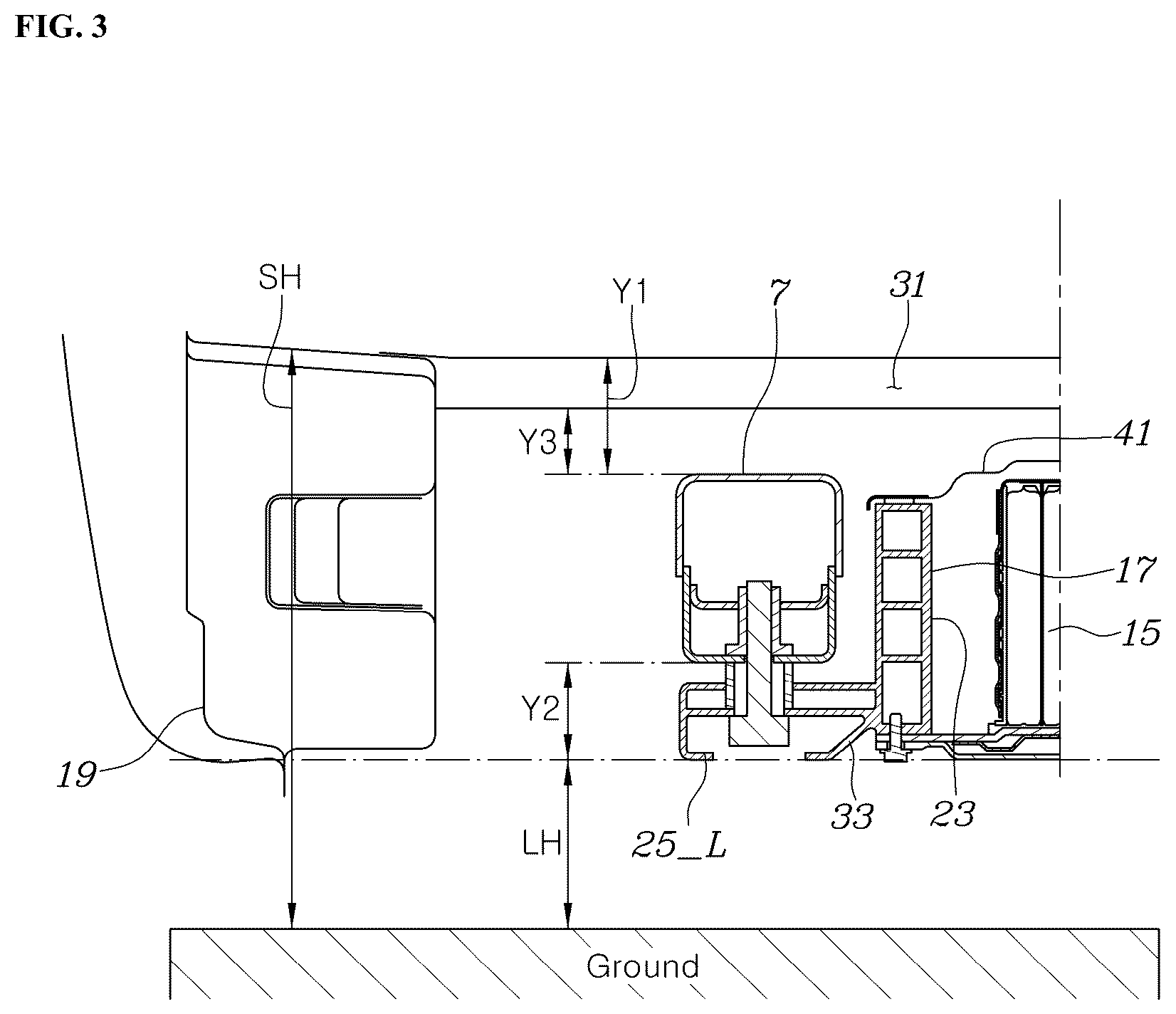 Patent US12620663 Figure 3 – Battery pack mounting structure for vehicle