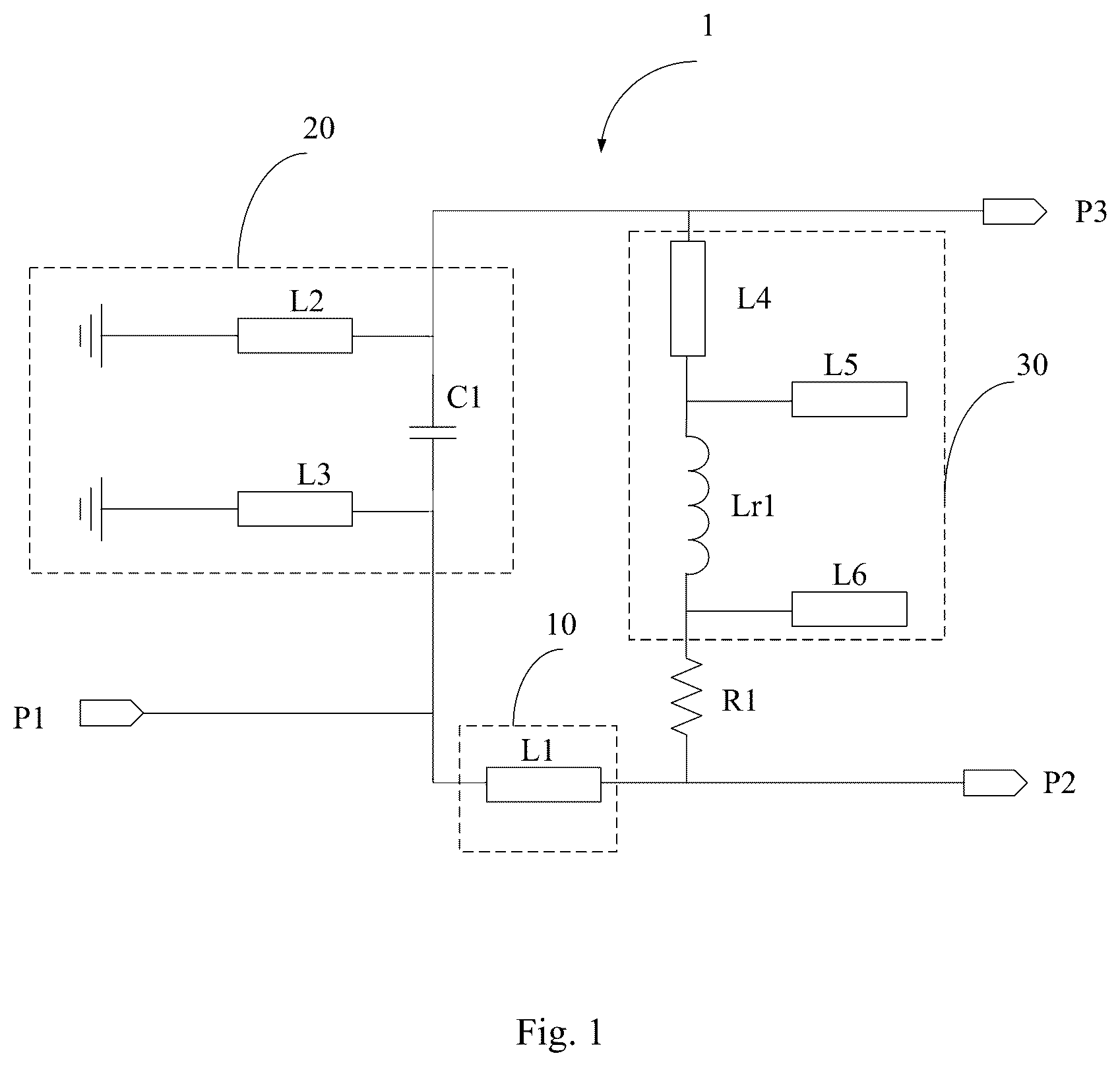 Patent US12620683 Figure 1 – Power divider