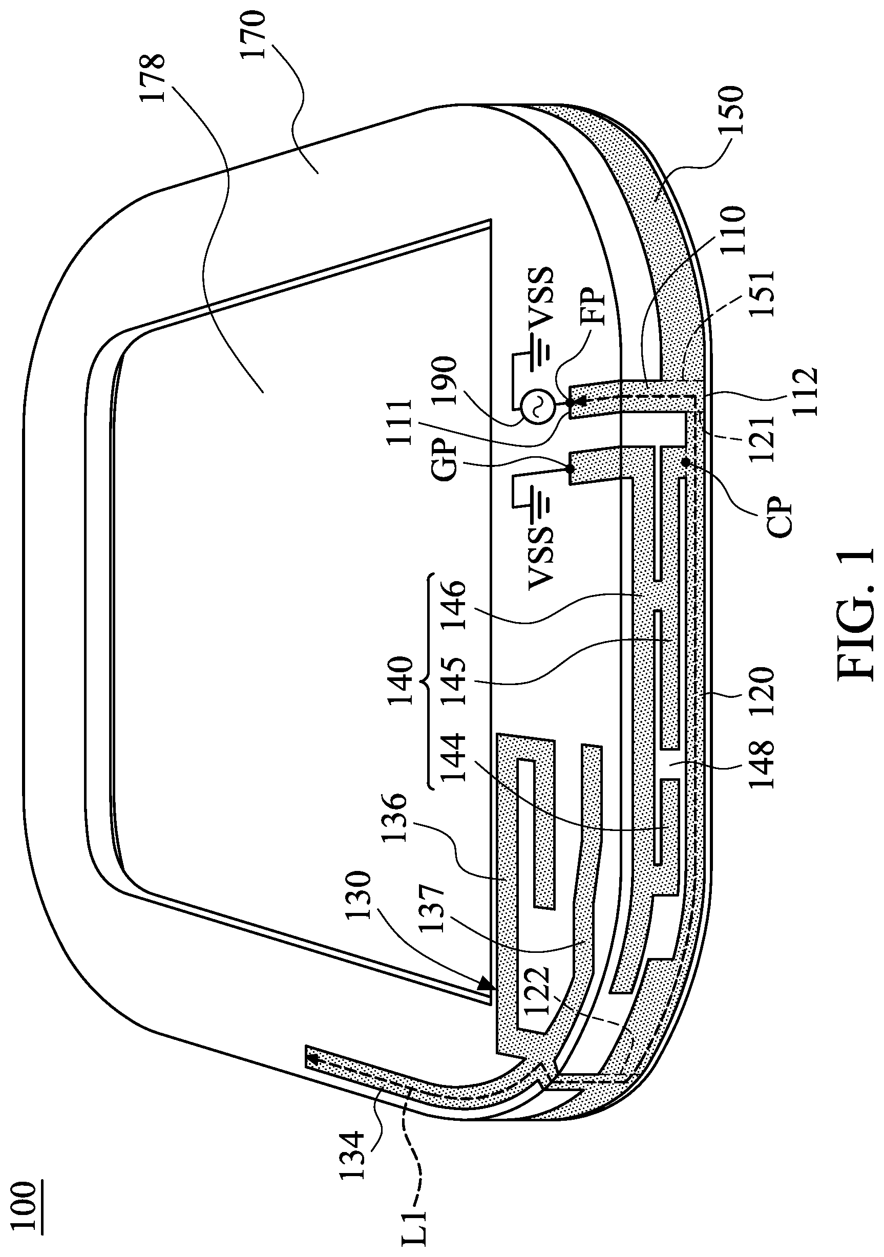 Patent US12620692 Figure 1 – Wearable device